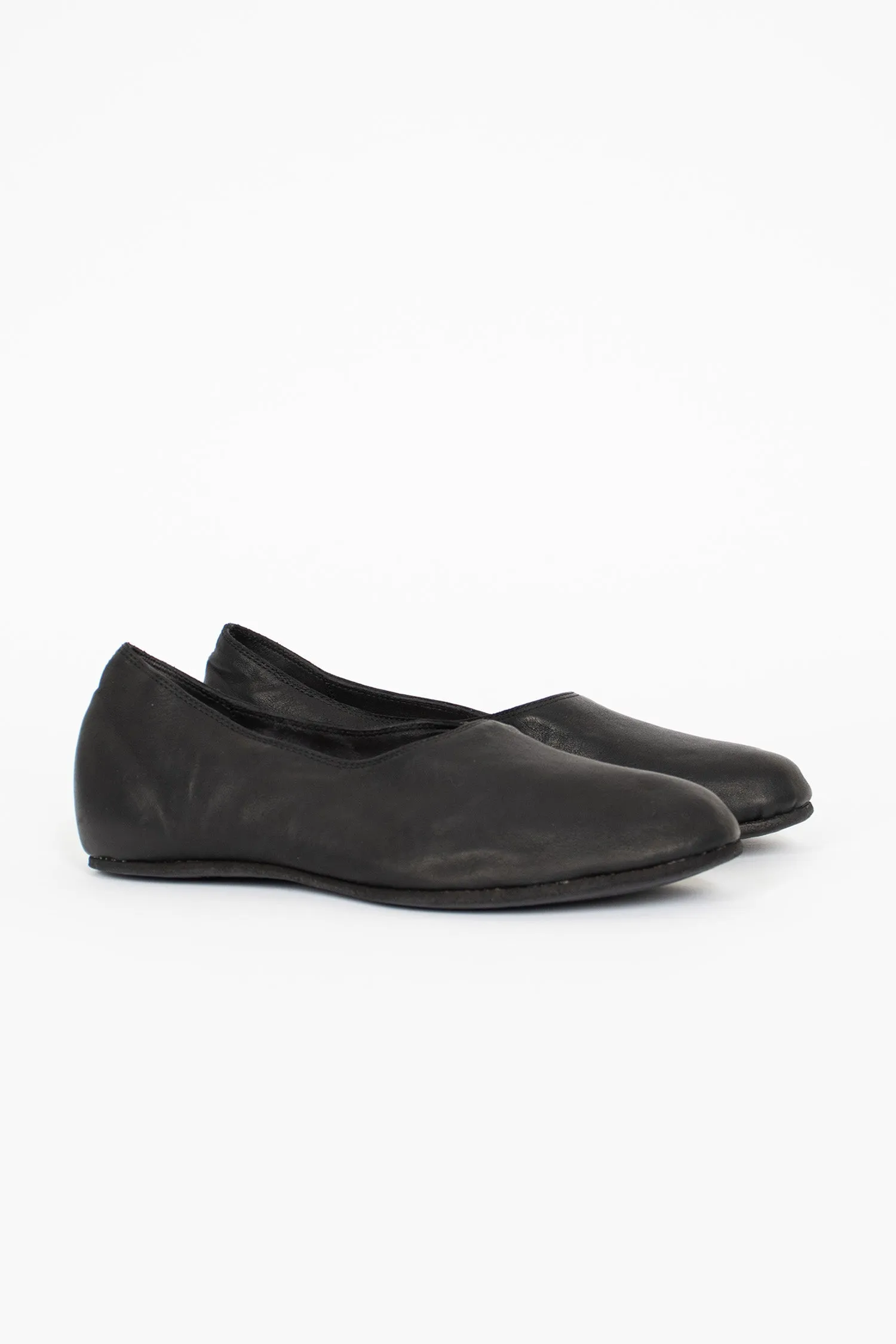 Equestrian Premium Leather 626R Full Grain Ballerina Slip On BLKT
