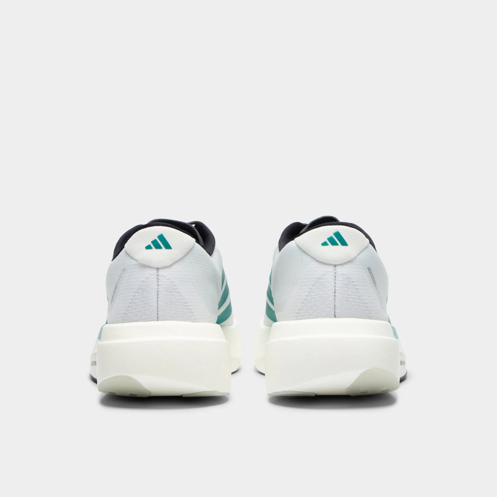 running in forest running in a cycling studio shoes adidas Evo SL White / Teal - Black
