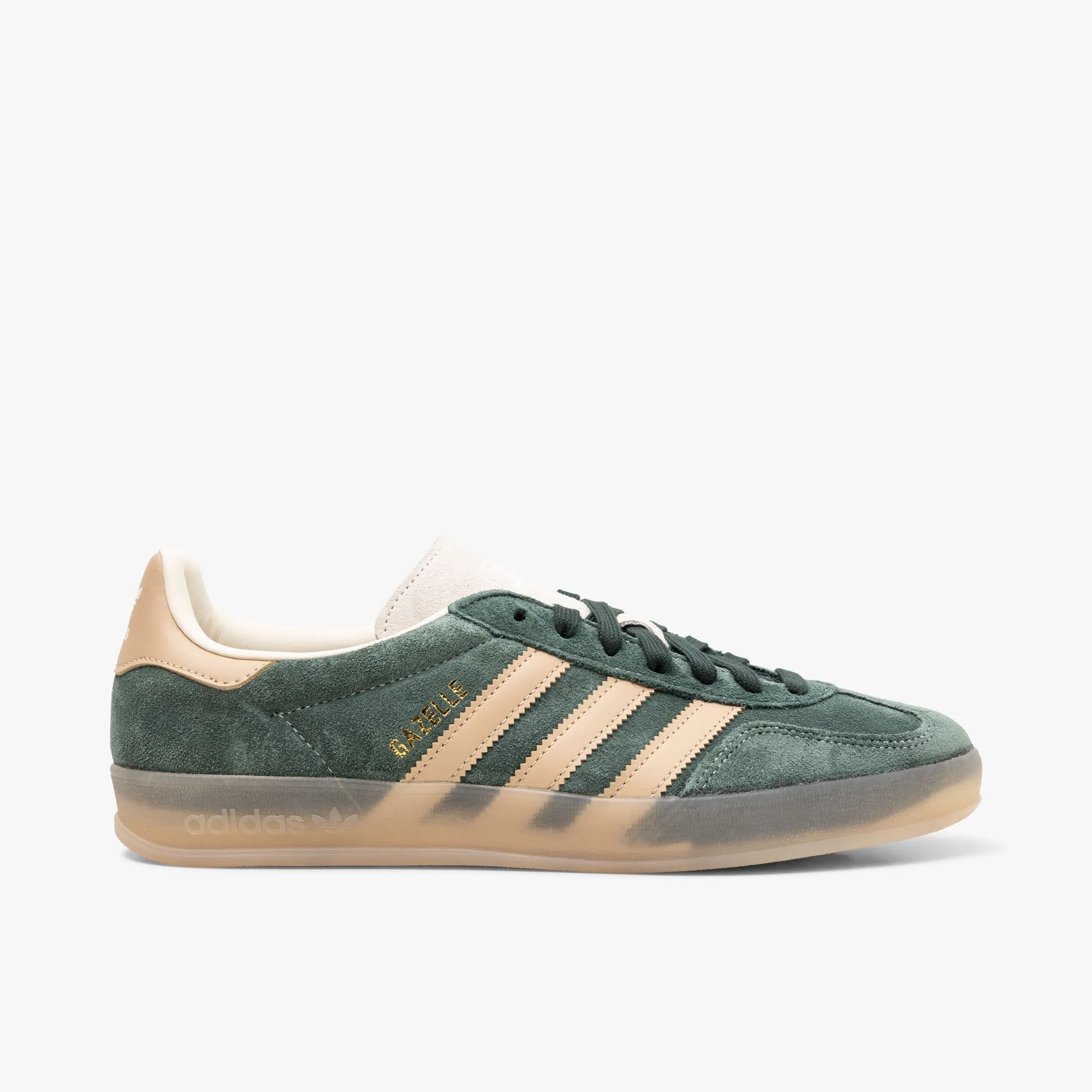 adidas Originals Gazelle Indoor Shadow Green / Warm Sandstone - Wonder White Secure Motion Elastic laces