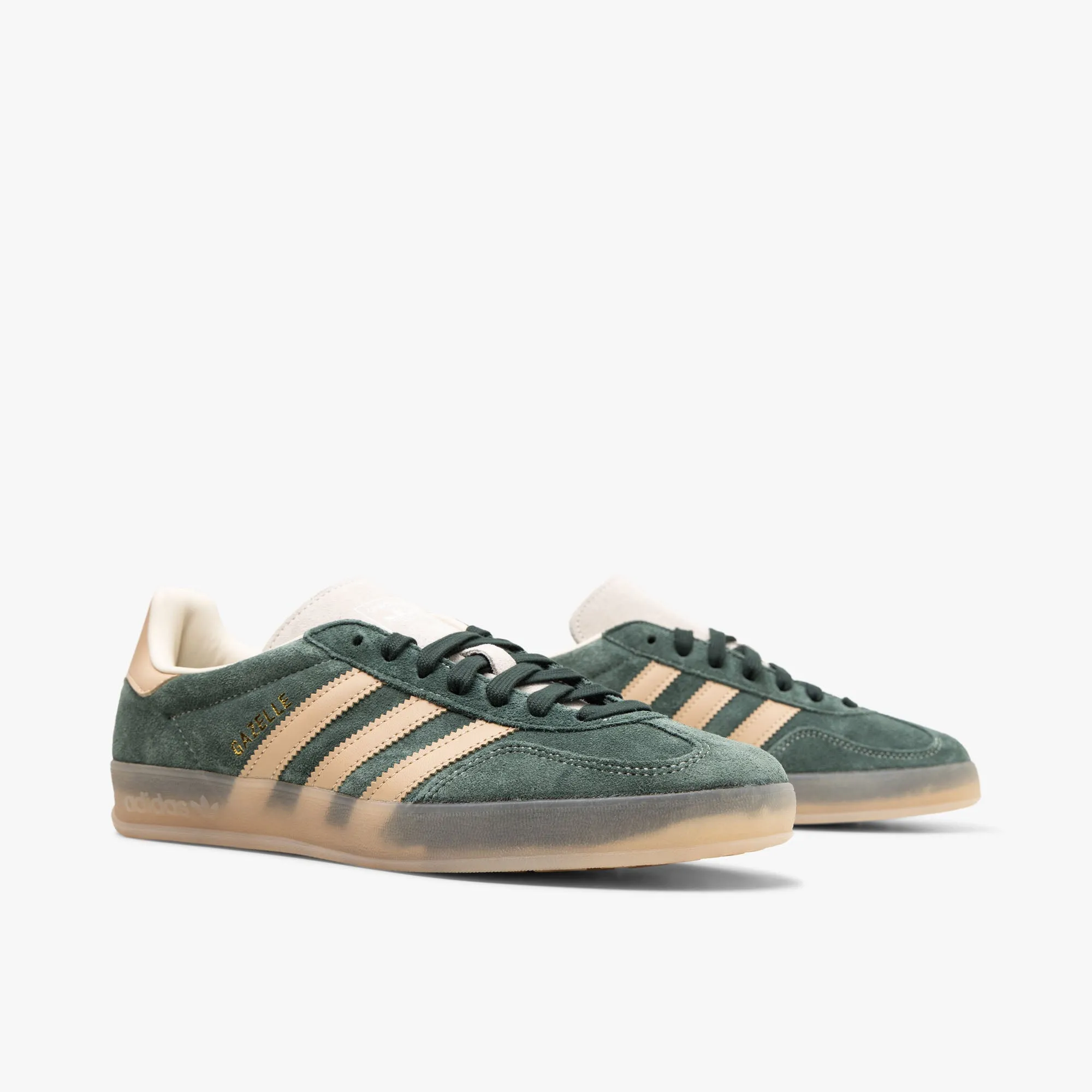 Waffle Traction Outsole adidas Originals Gazelle Indoor Shadow Green / Warm Sandstone - Wonder White