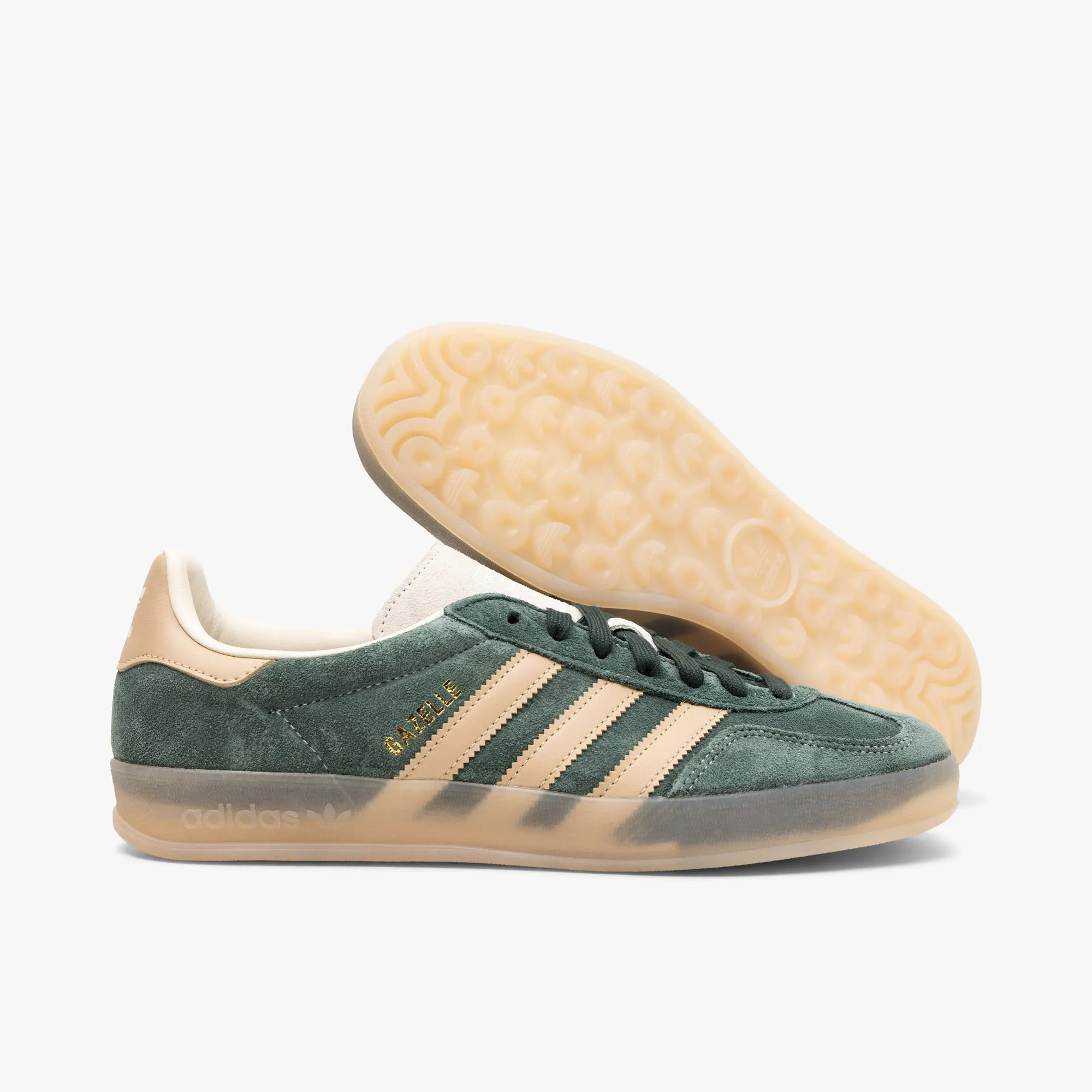adidas Originals Gazelle Indoor Shadow Green / Warm Sandstone - Wonder White Cafe Style Brand Pop