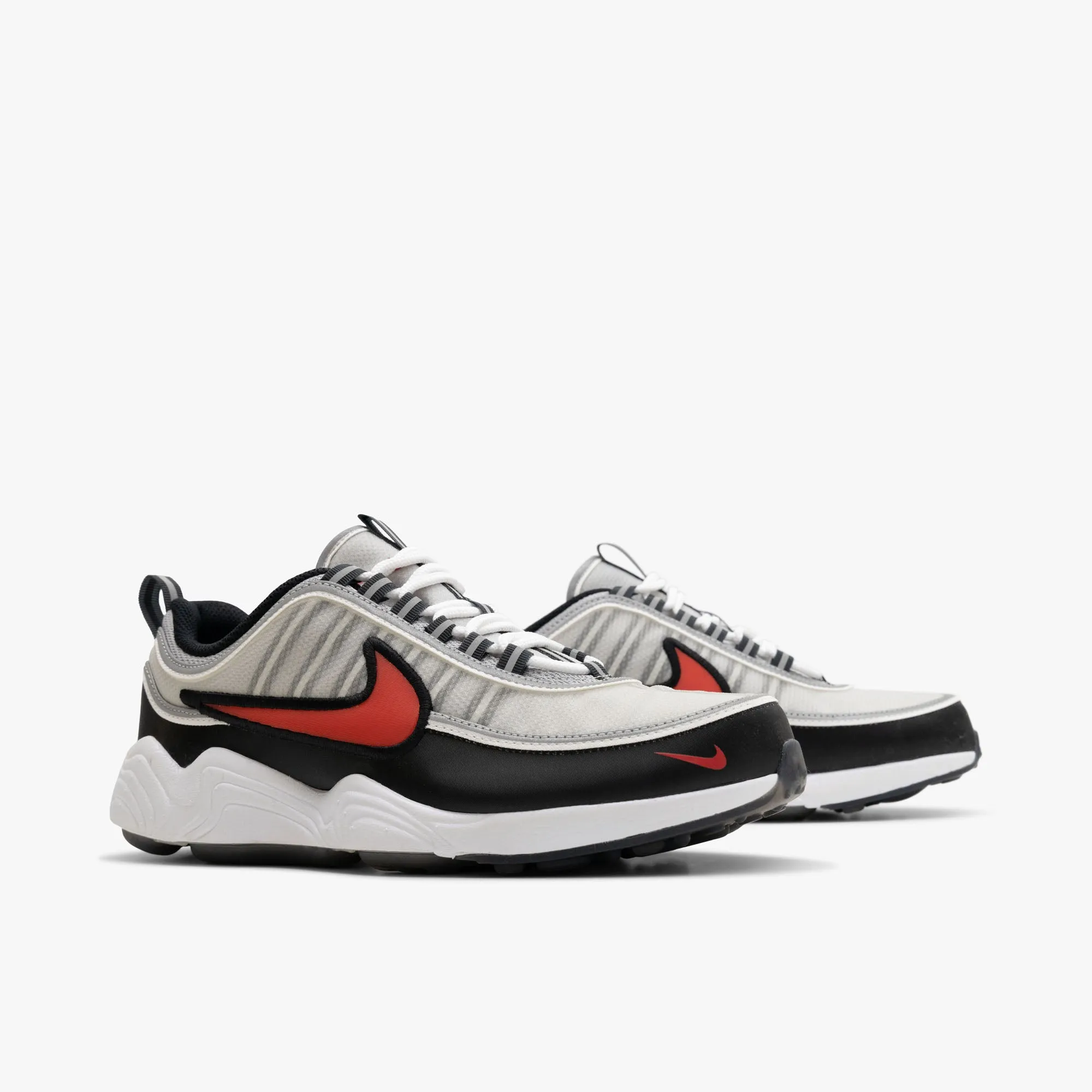Nike Air Zoom Spiridon Metallic Silver / Sport Red - Black Cushion Grip