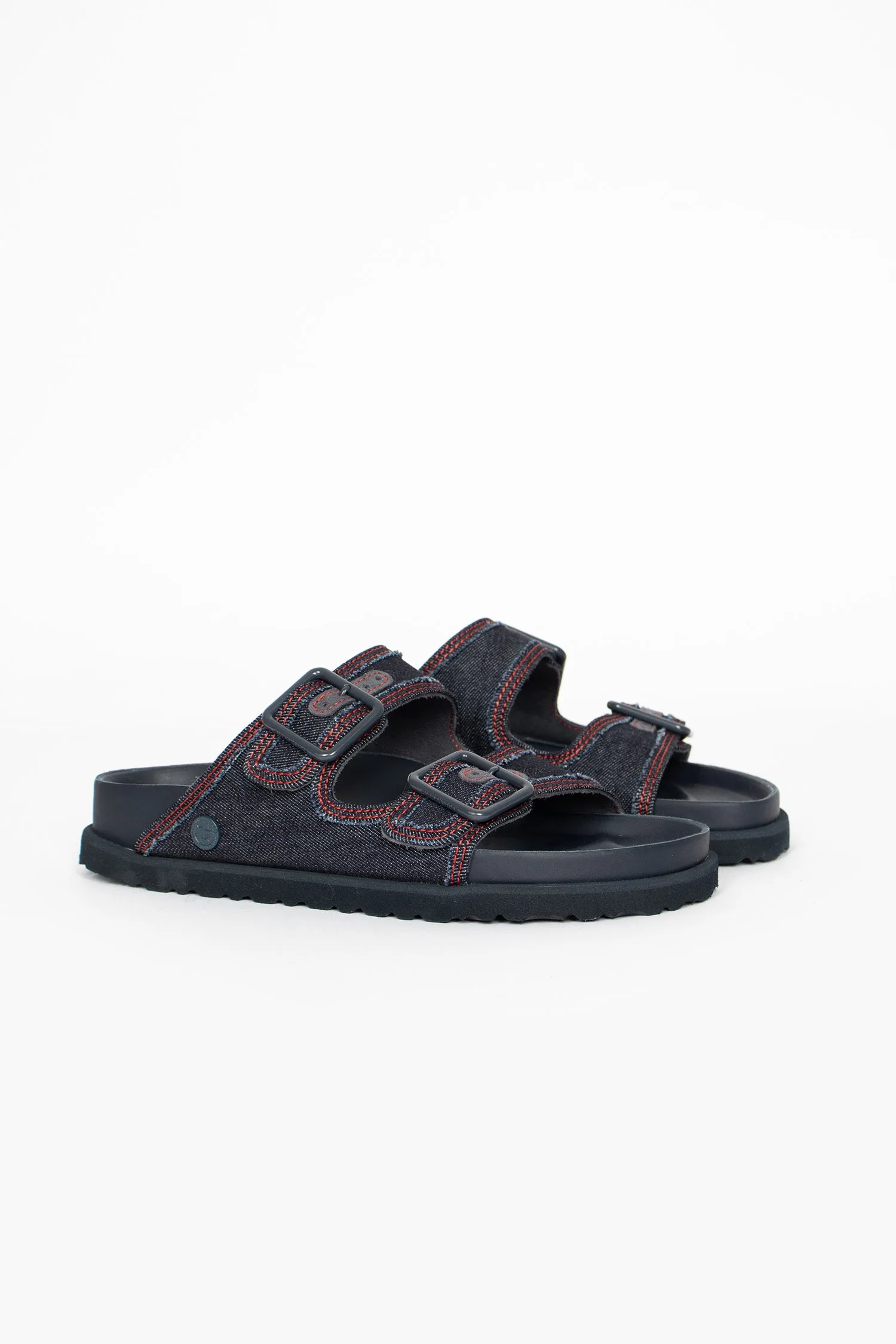 Eco Material Functional Minimalist Arizona Stone Washed Sandal Dark Wash Denim