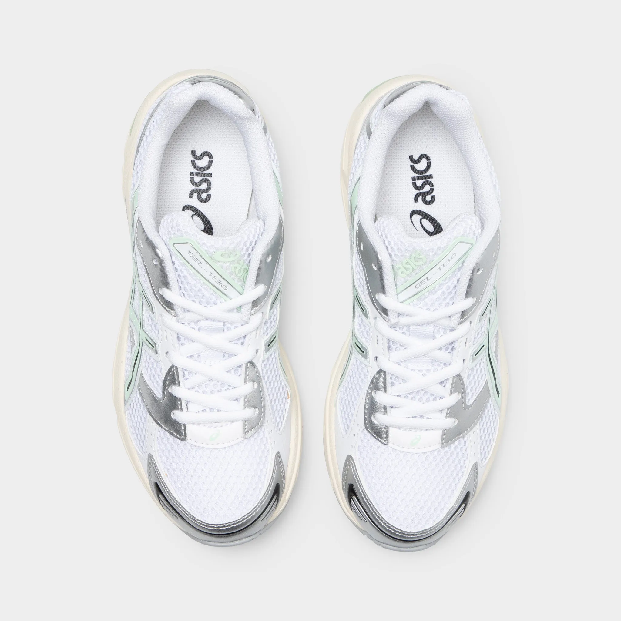 running in a frozen waterfall area shoes anti - blister - technology shoes ASICS Women's GEL-1130 White / Mint Tint