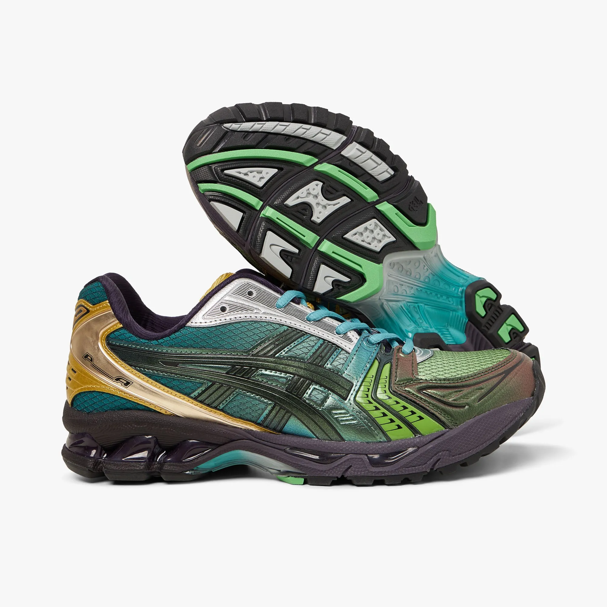 ASICS x P. Andrade Gel-Kayano 14 Gradation Green / Metal Green cloudy day running shoe circumstance PhylonMidsole