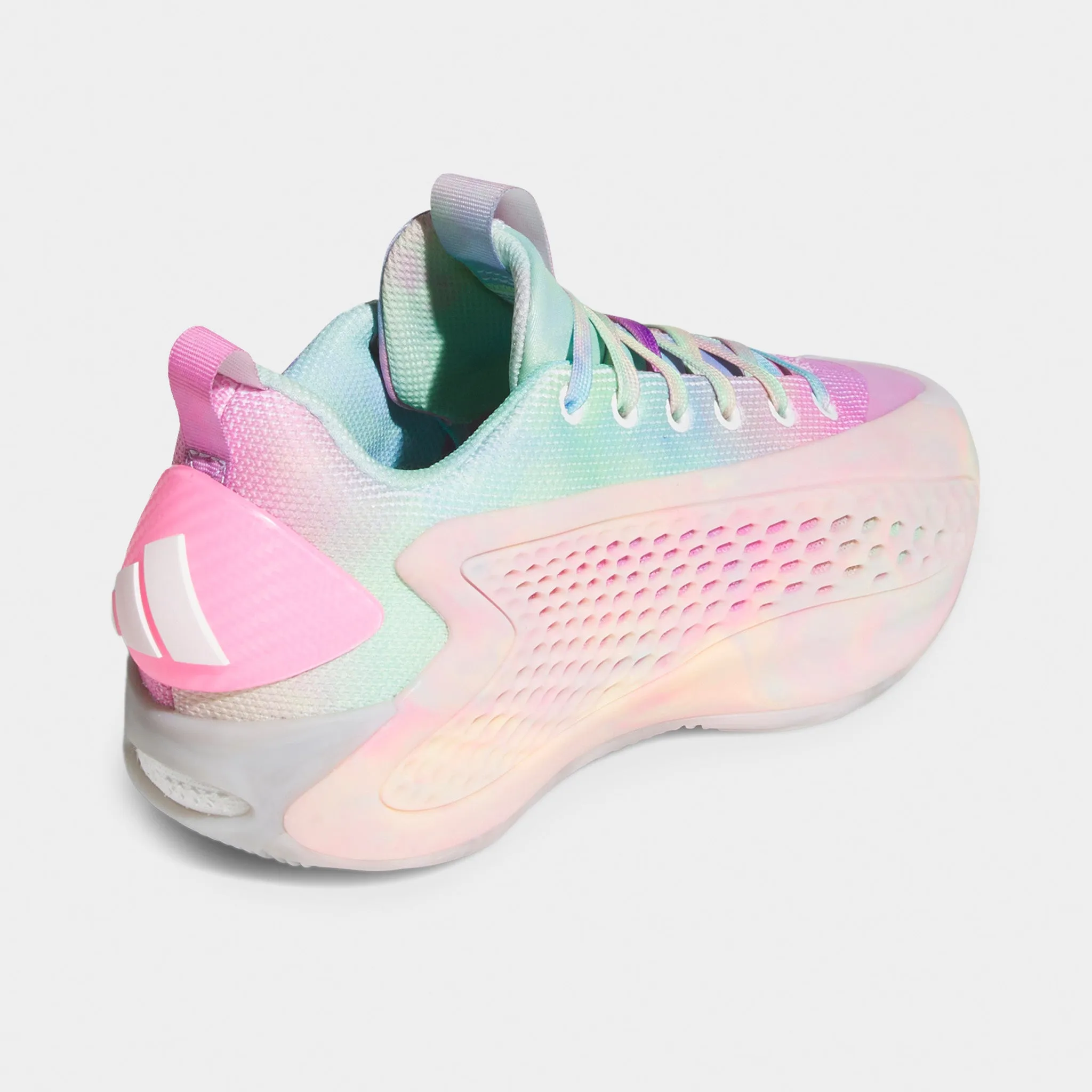 Arch Reinforcement Impact Resistant Midsole adidas Juniors' Anthony Edwards 1 Low Pink / Green - White