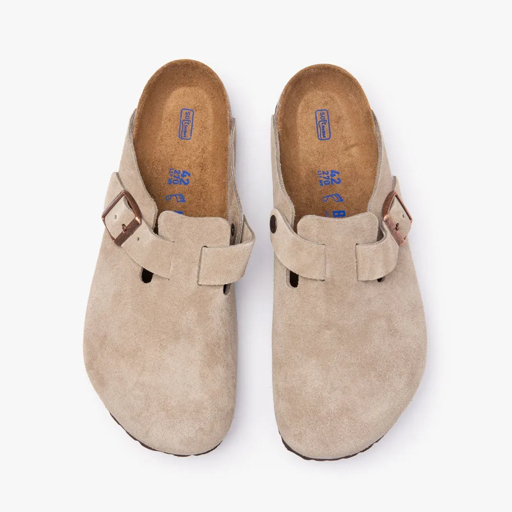 Birkenstock Boston Soft Footbed / Taupe Laidback Mood Sleek Detail