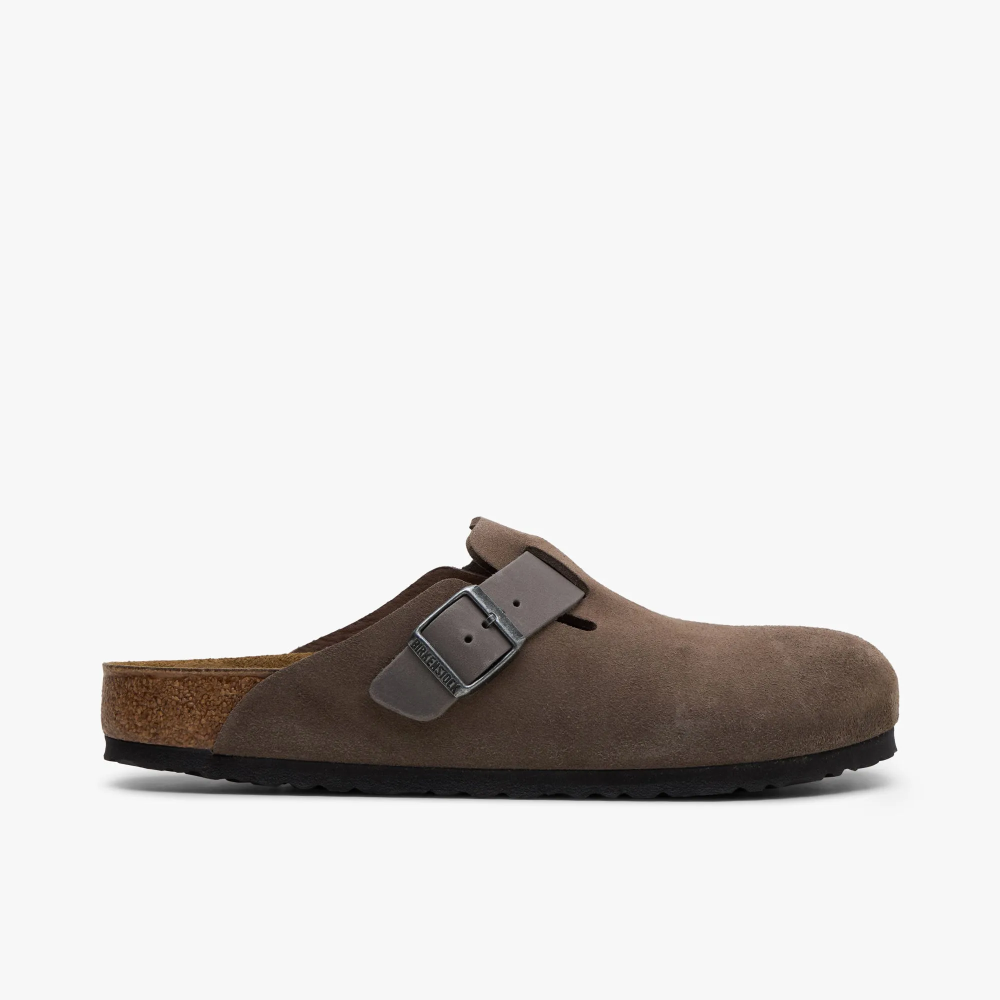 Birkenstock Boston Suede Concrete Grey / Oiled Leather Lake Side