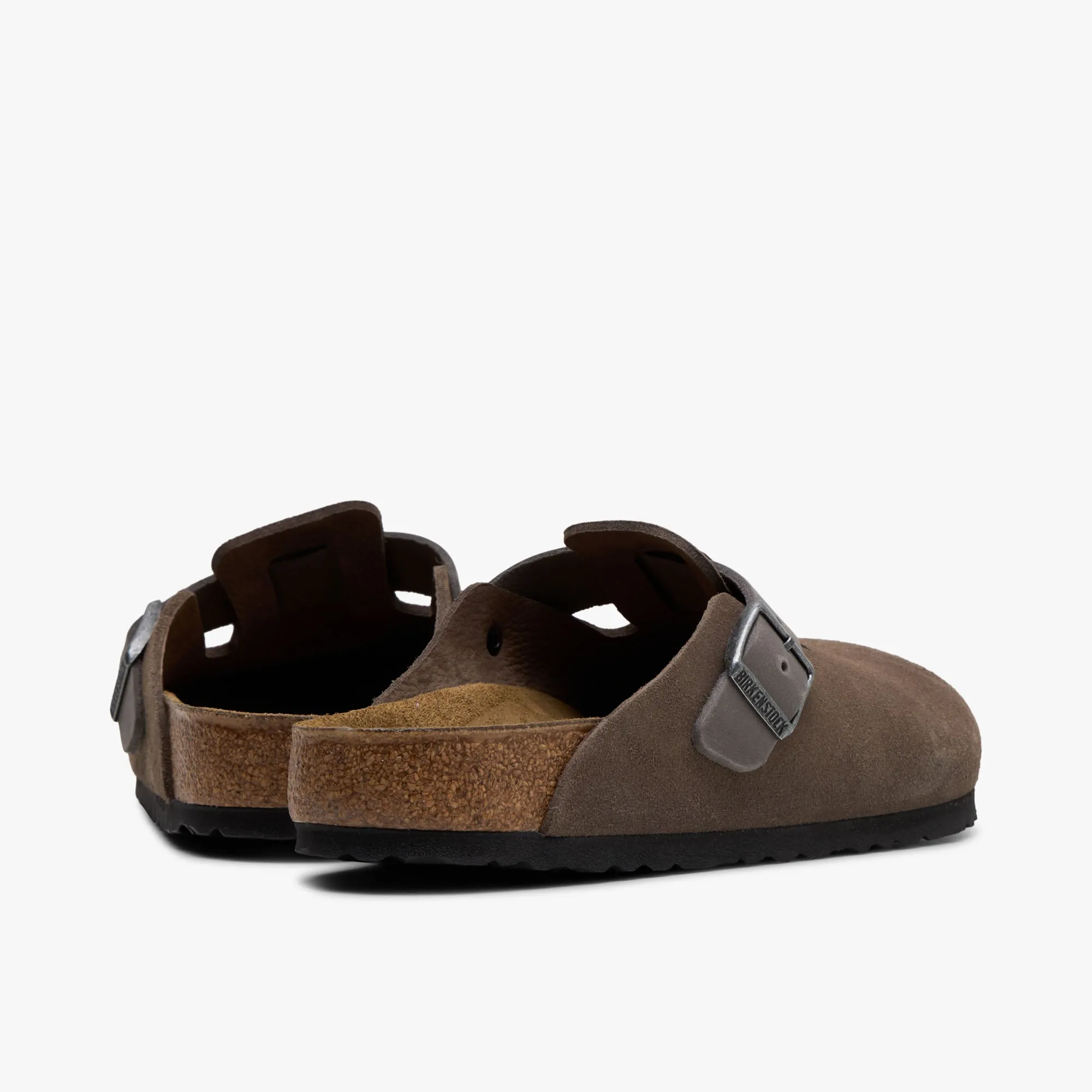 Birkenstock Boston Suede Concrete Grey / Oiled Leather Closed Toe