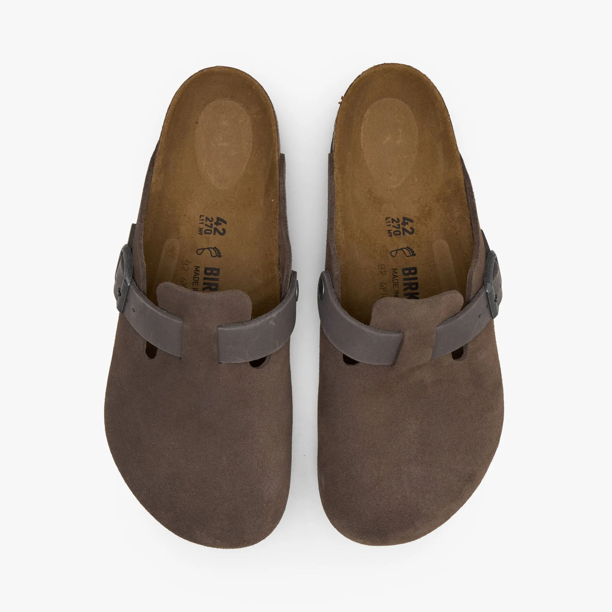City Step Birkenstock Boston Suede Concrete Grey / Oiled Leather