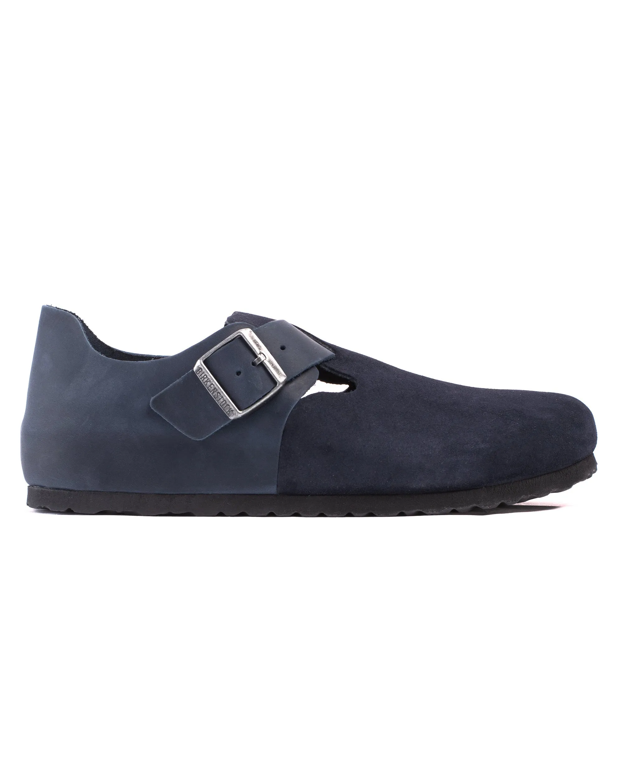 Birkenstock London Oiled Leather Suede Night Blue shock - absorbing sole