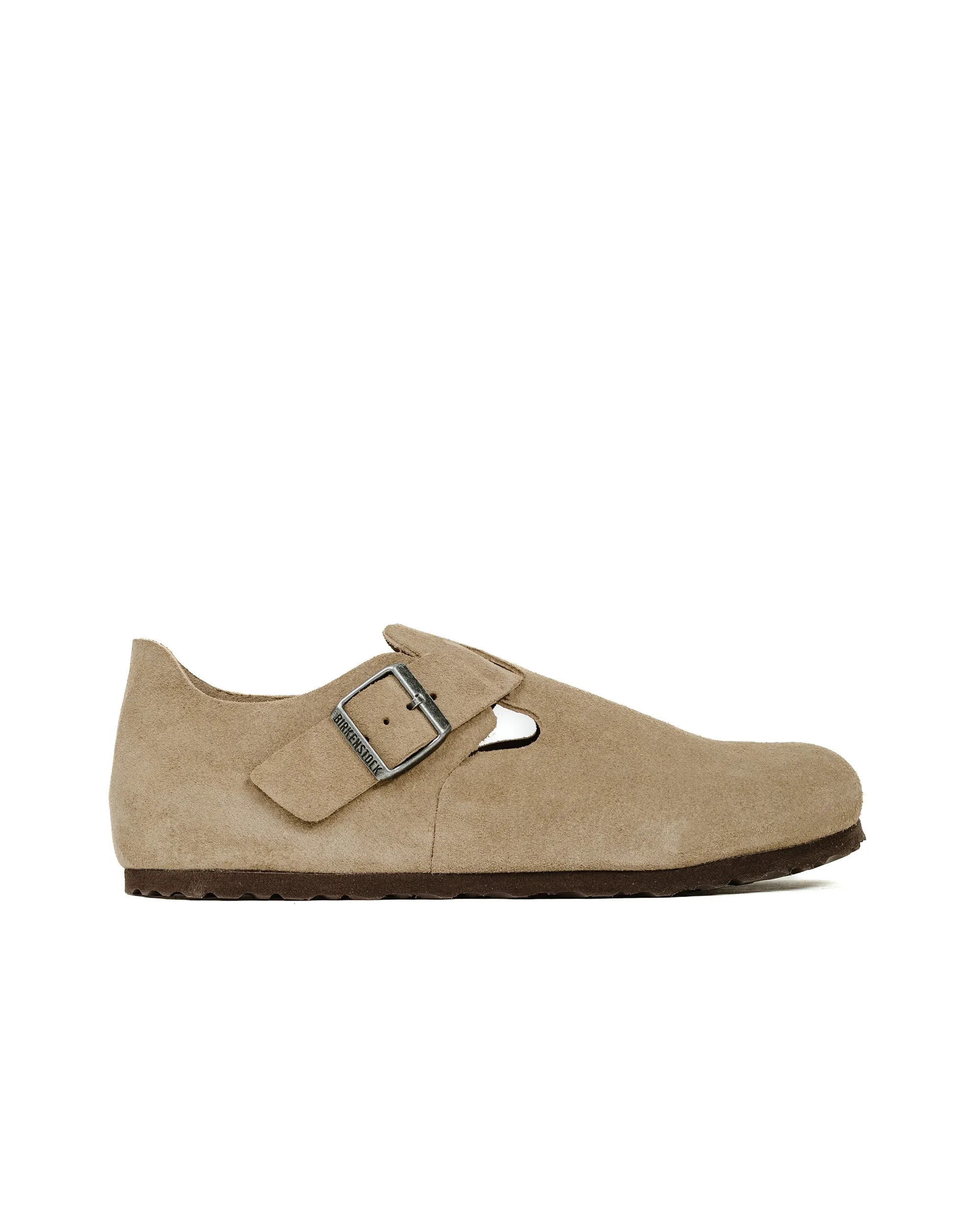Birkenstock London Taupe Suede Glam silhouette Retro