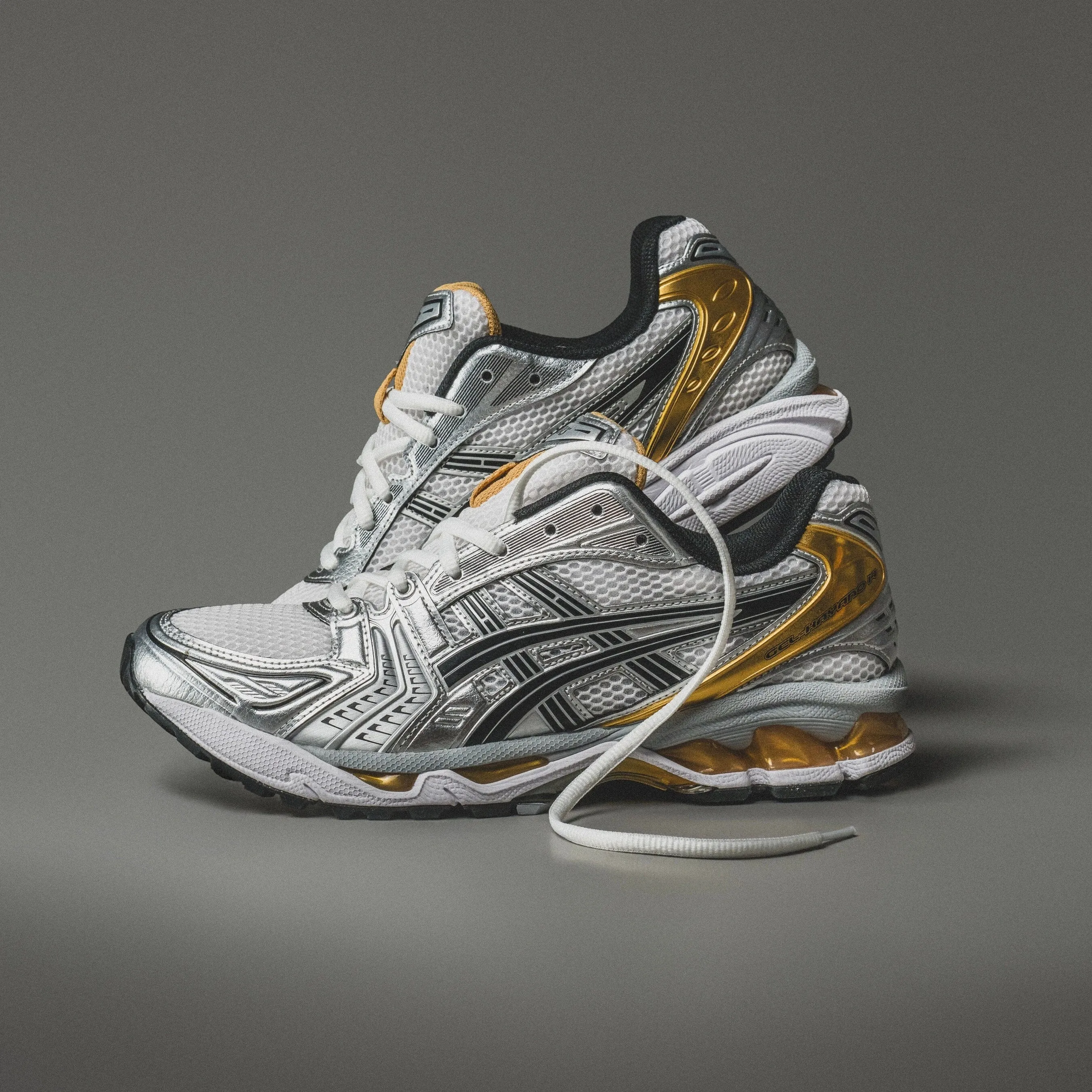 MEN'S ASICS | Gel-Kayano 14 (White/Pure Gold) Impact Dispersing Geometries Fashion-Forward