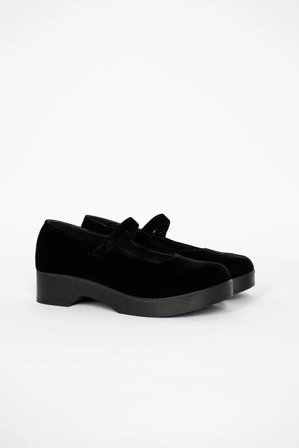 Button Ballerina Clog Black Soft Leather