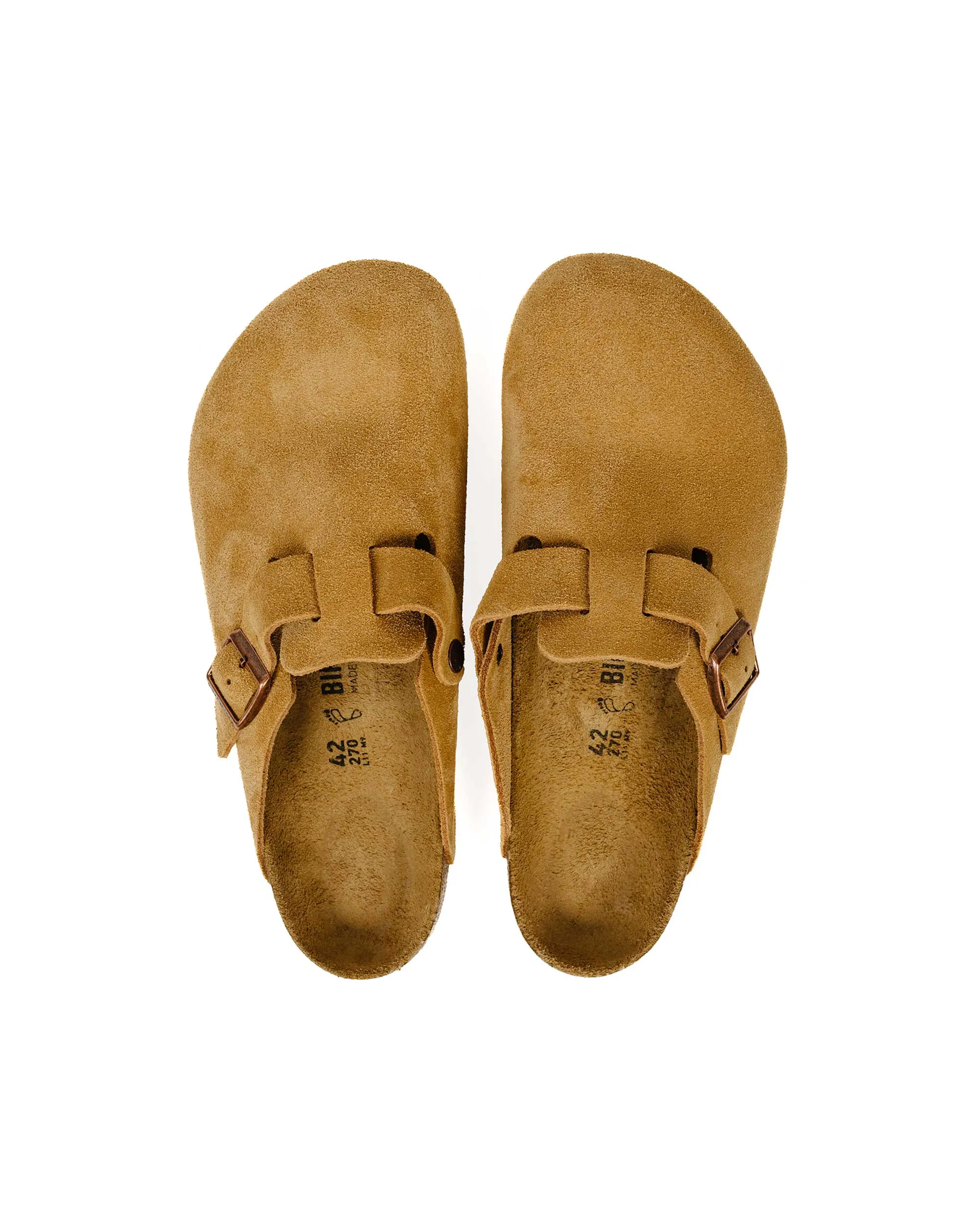 Birkenstock Boston Latte Cream Suede Wedding Street Fit