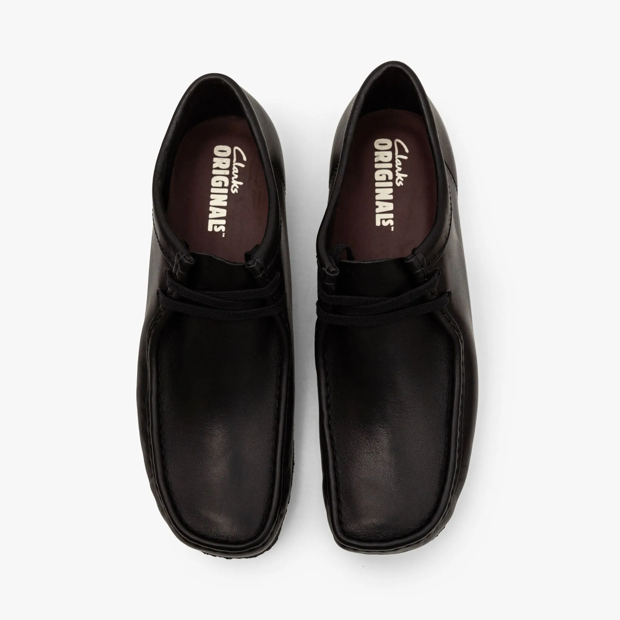 Clarks Originals Wallabee / Black Leather for people who need support Flat Sole