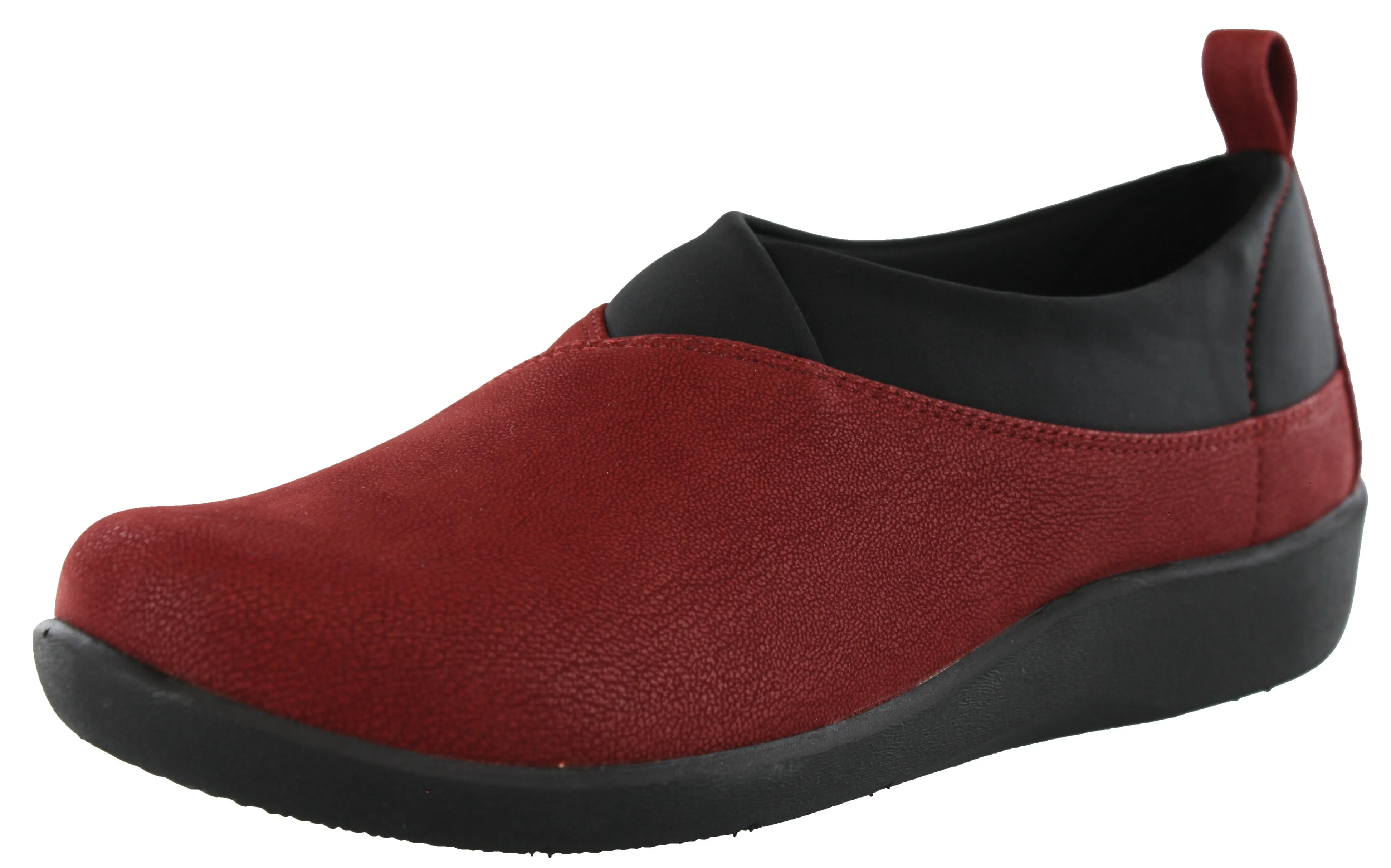 Clarks Women Sillian Greer Red Slip On Casual Shoes Water Safe Balanced Motion