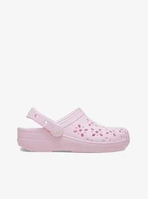 Classic Floral Cut-Out Clog Kids Elastic Straps hollow design
