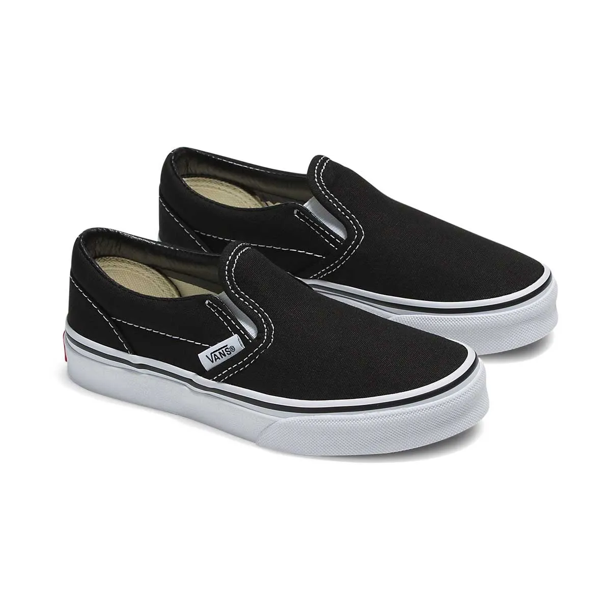 Light Soft Sole Stylish Classic Slip-On 'Black/White' Little Kids' Shoes