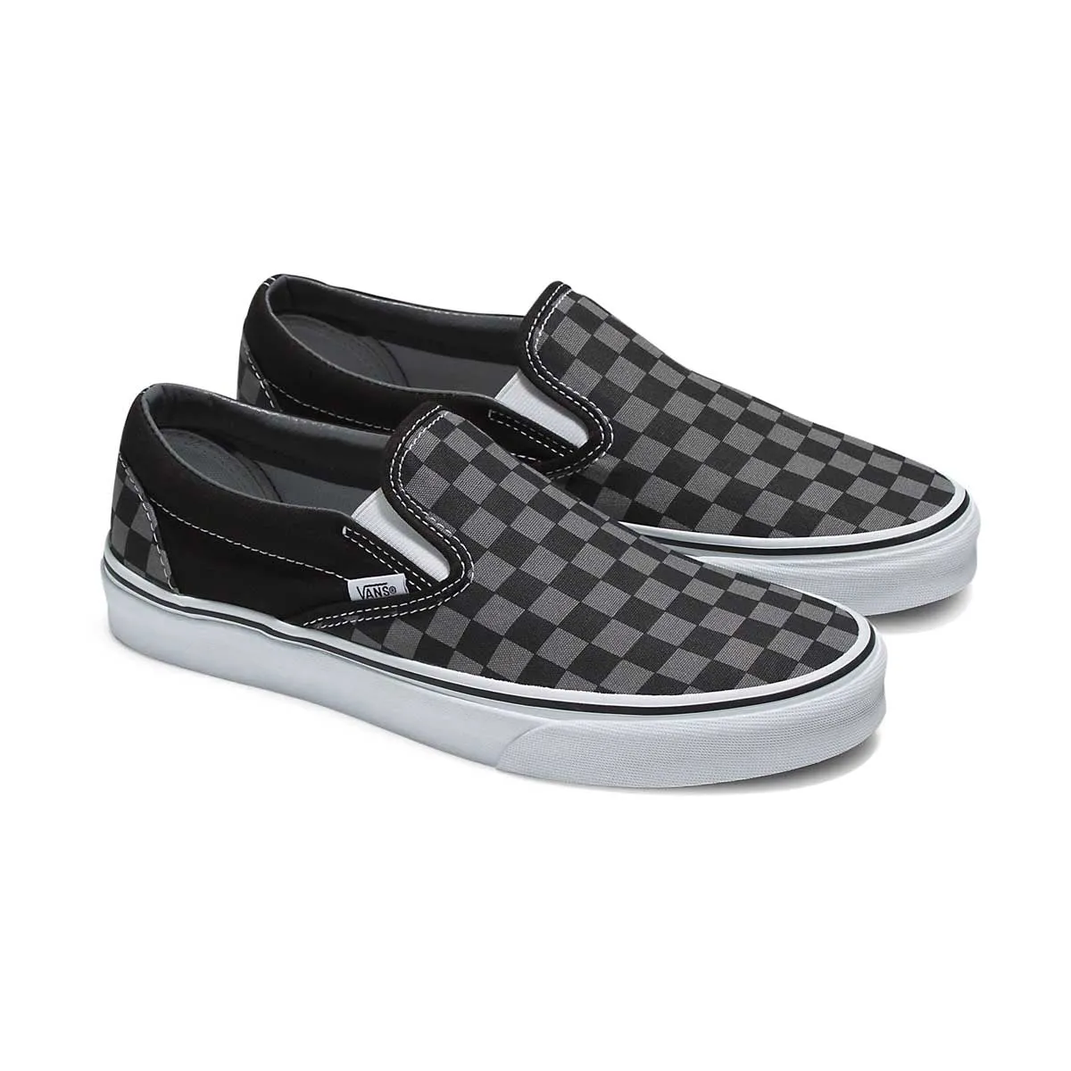 Classic Slip-On Checkerboard 'Pewter Grey Check' Unisex Shoes velcro