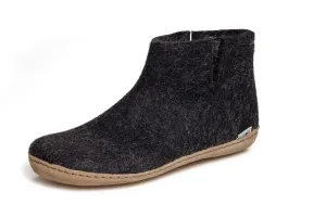 Glerups Slipper: Boot, Charcoal, Leather G-02-00 SlipOn