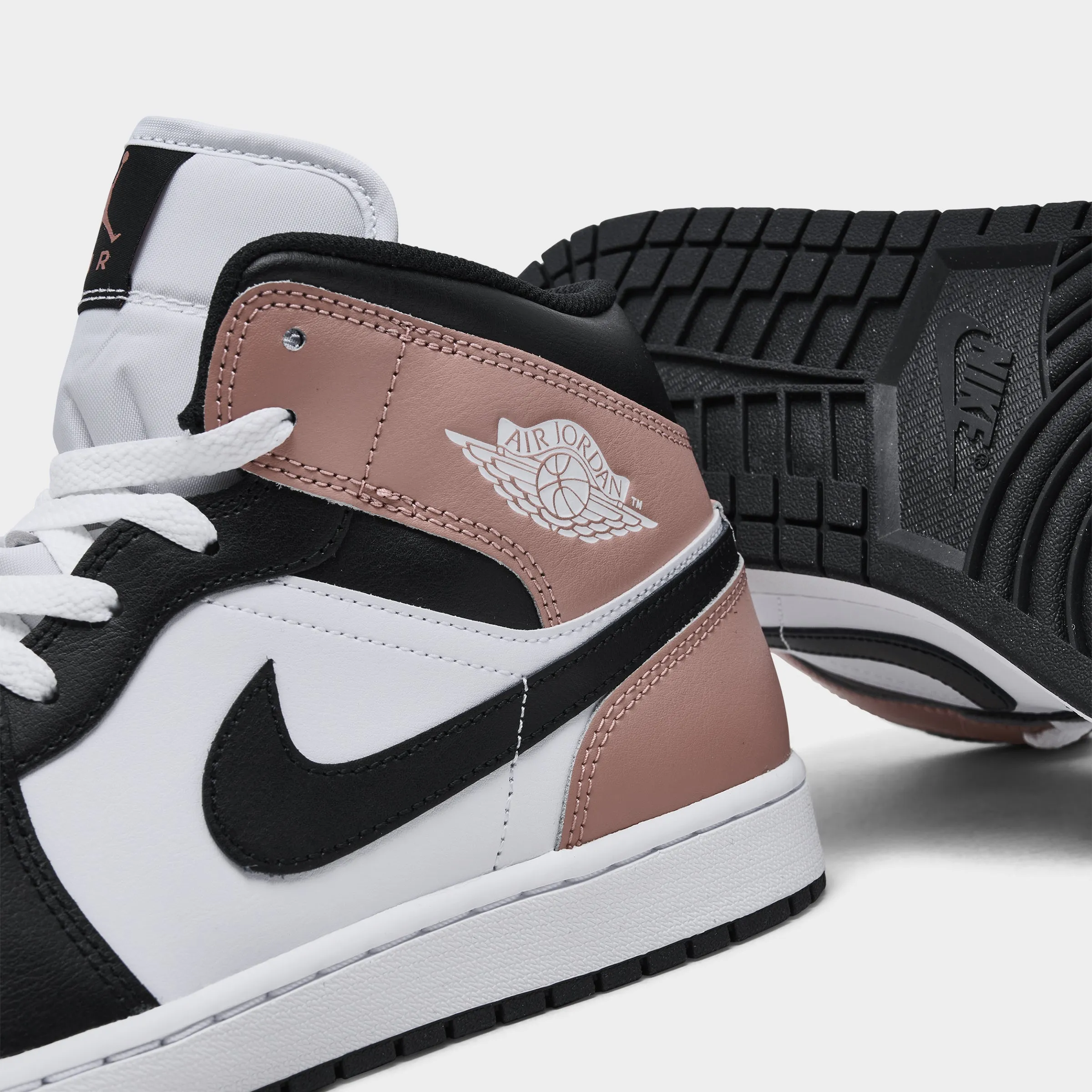 Grounded Footing Customizable Fit Options Jordan 1 Mid White / Black - Rust Pink