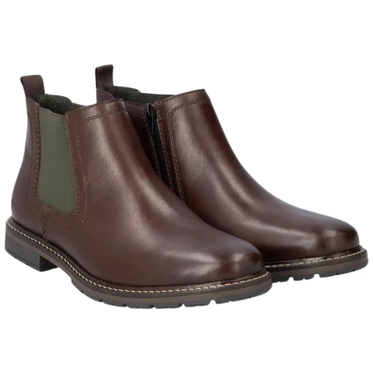 Rieker Men's 13757-25 Chelsea Nougat Brown Leather MoistureWicking Heavy Duty