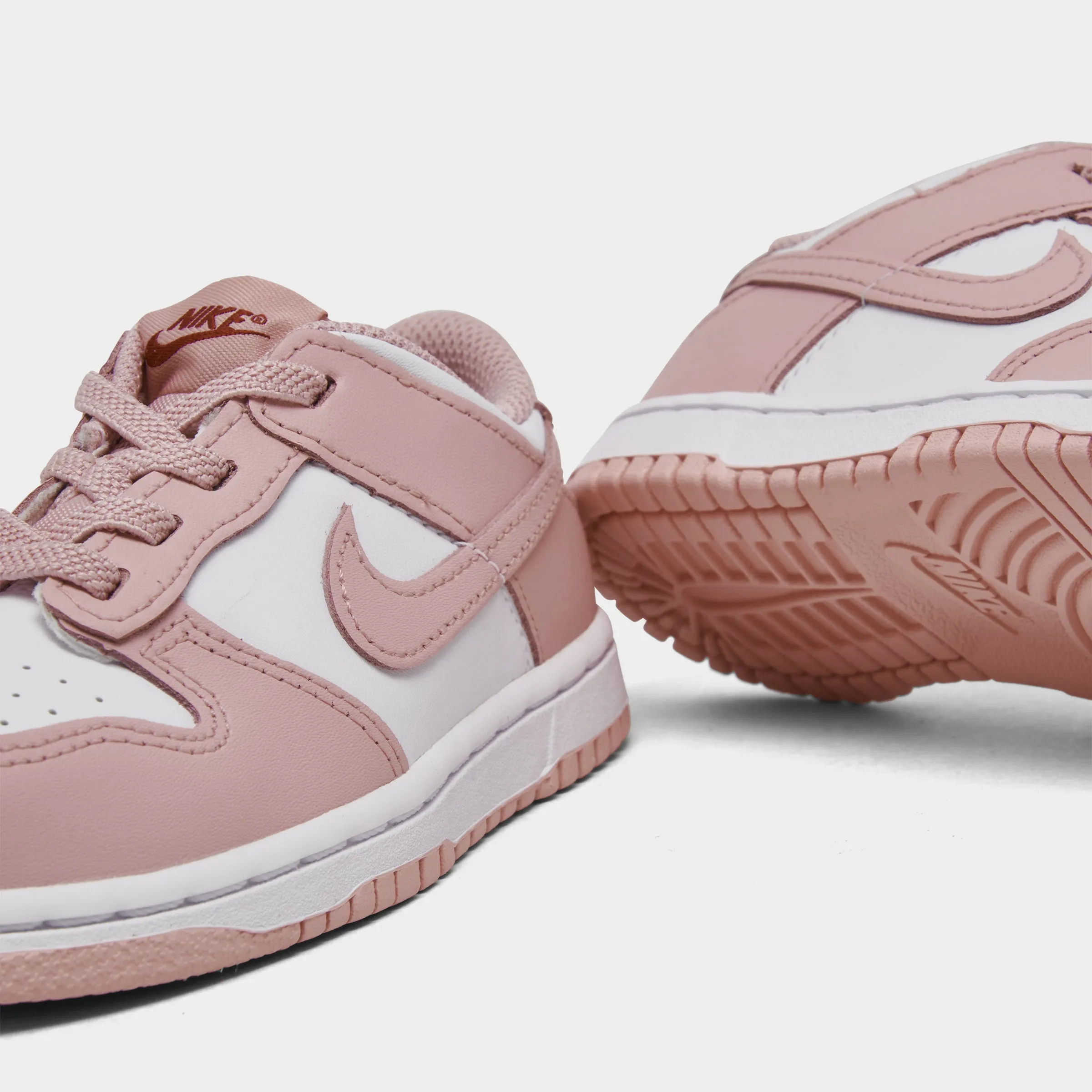 Textured Grip Surface Adjustable Closure Nike Dunk Low TD White / Pink Glaze - Pomegranate