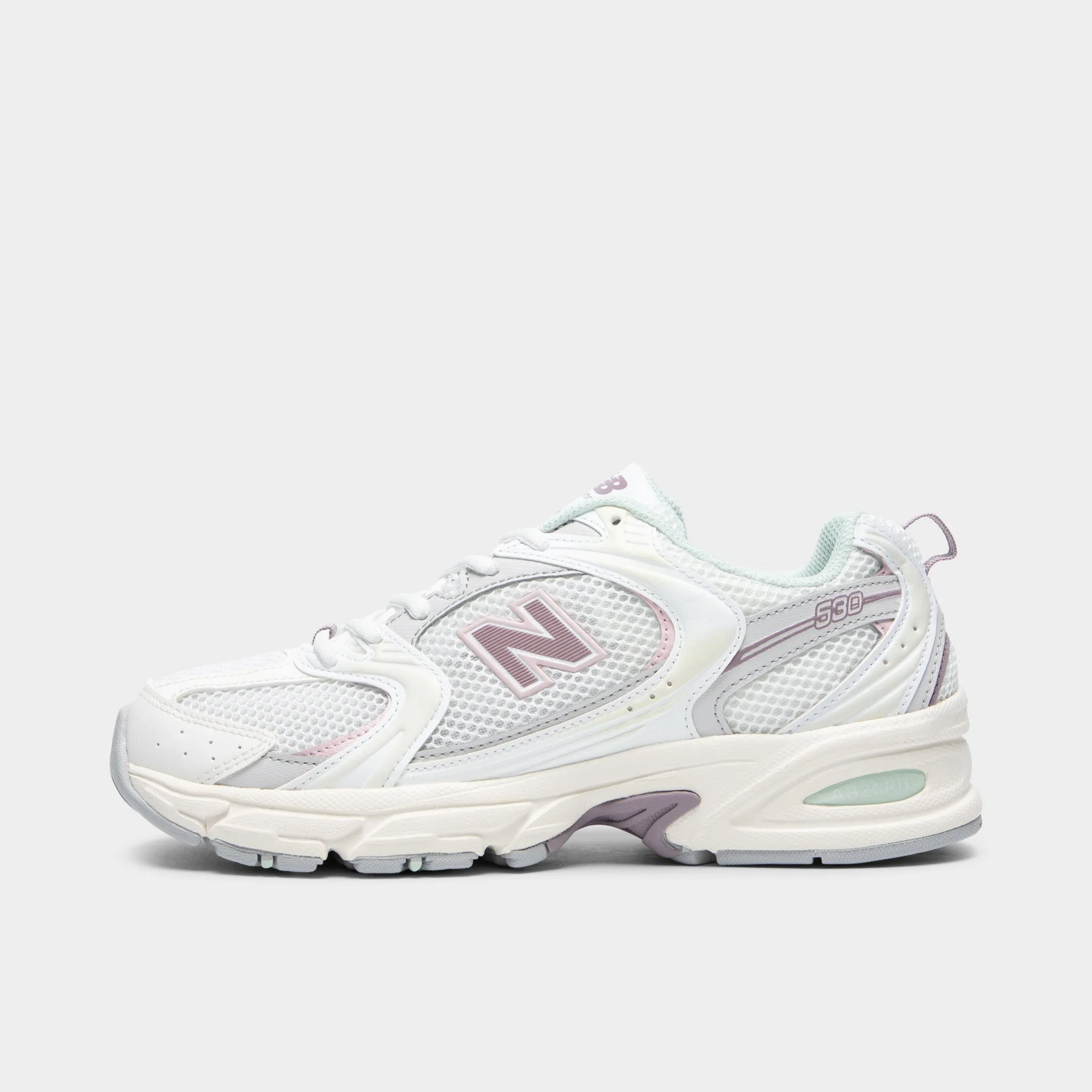 New Balance 530 Sea Salt / Ice Wine - Rose Sugar running in a fixed bridge area shoes