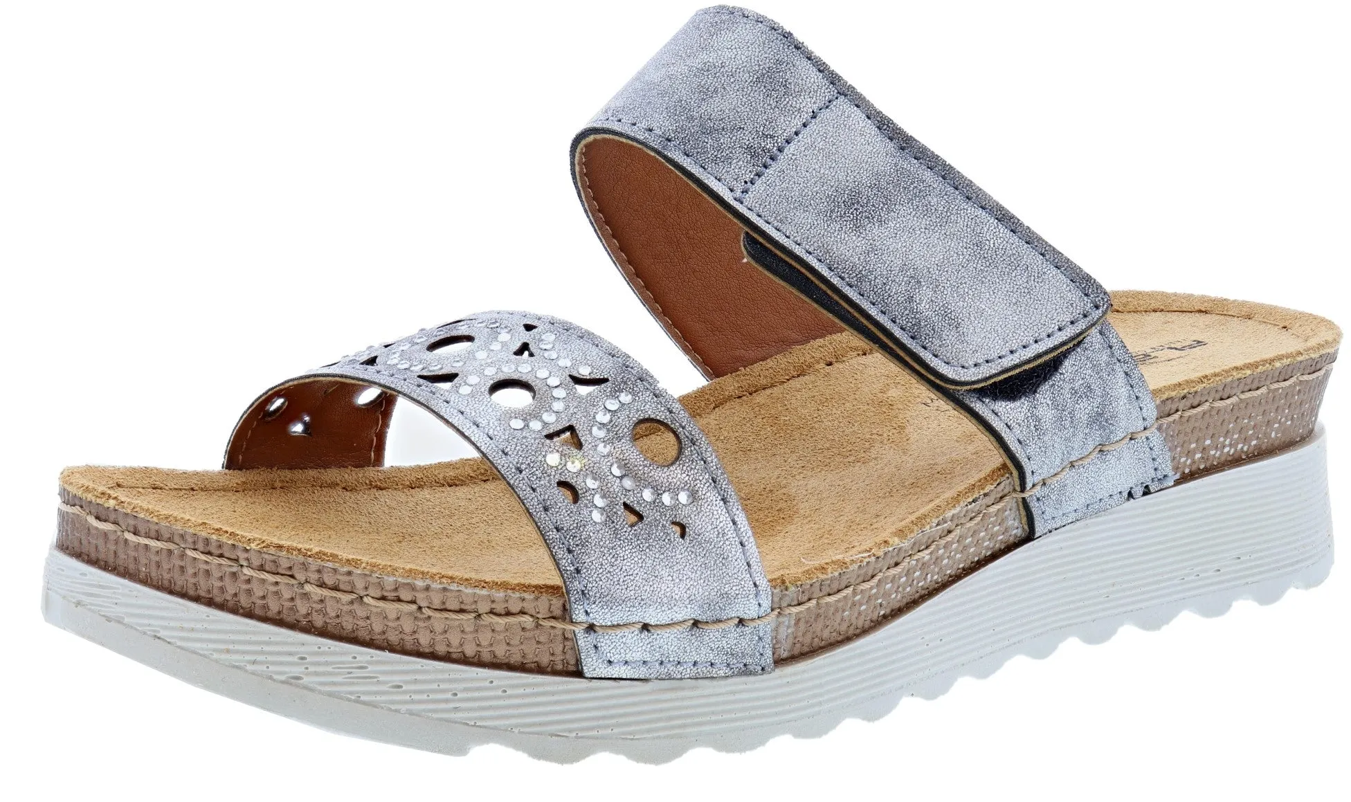Comfortable Open-toe Shoes Sunday Best Flexus Women's Kalmia Comfortable Hook & Loop Slide Sandals