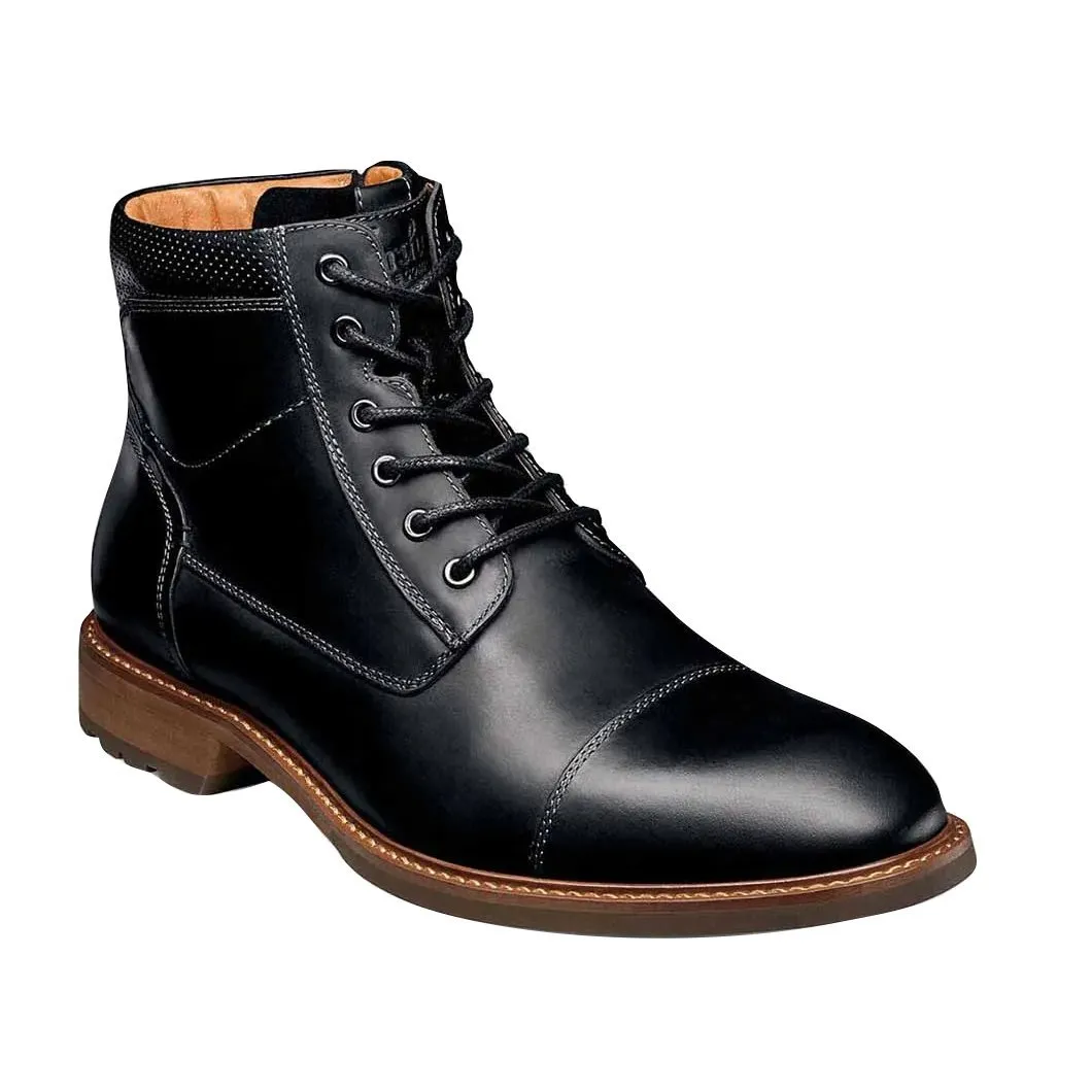 Cushioned Step Work Commute Square Toe Florsheim Men's Lodge Cap Boot Black