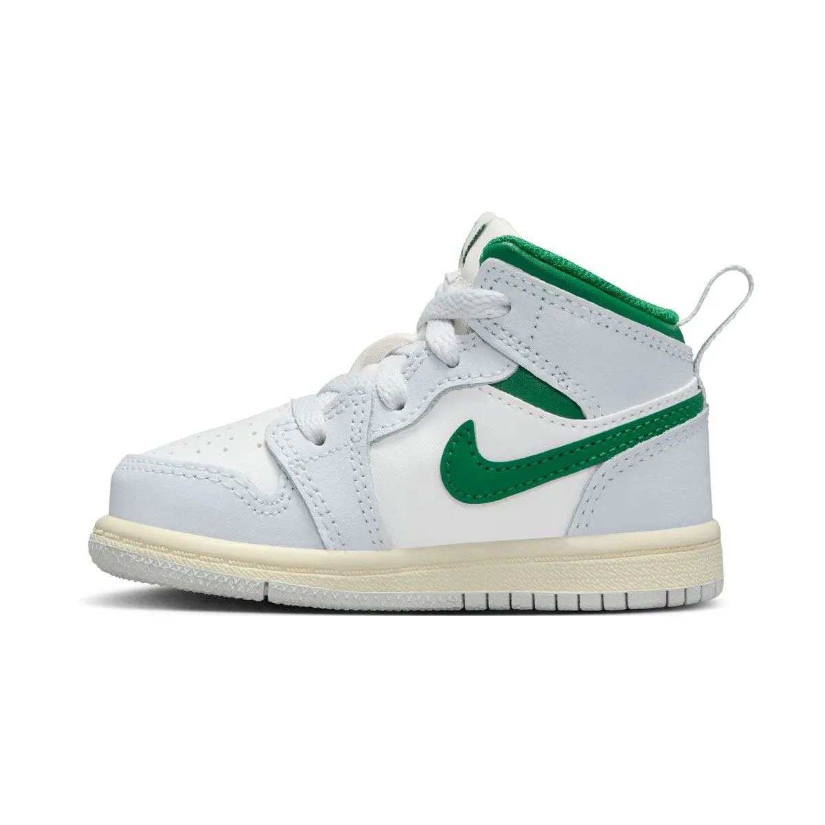 Jordan 1 Mid 'Summit White Pure Platinum Sail Pine Green' Toddler Shoes Easy Clean Shock Absorbing