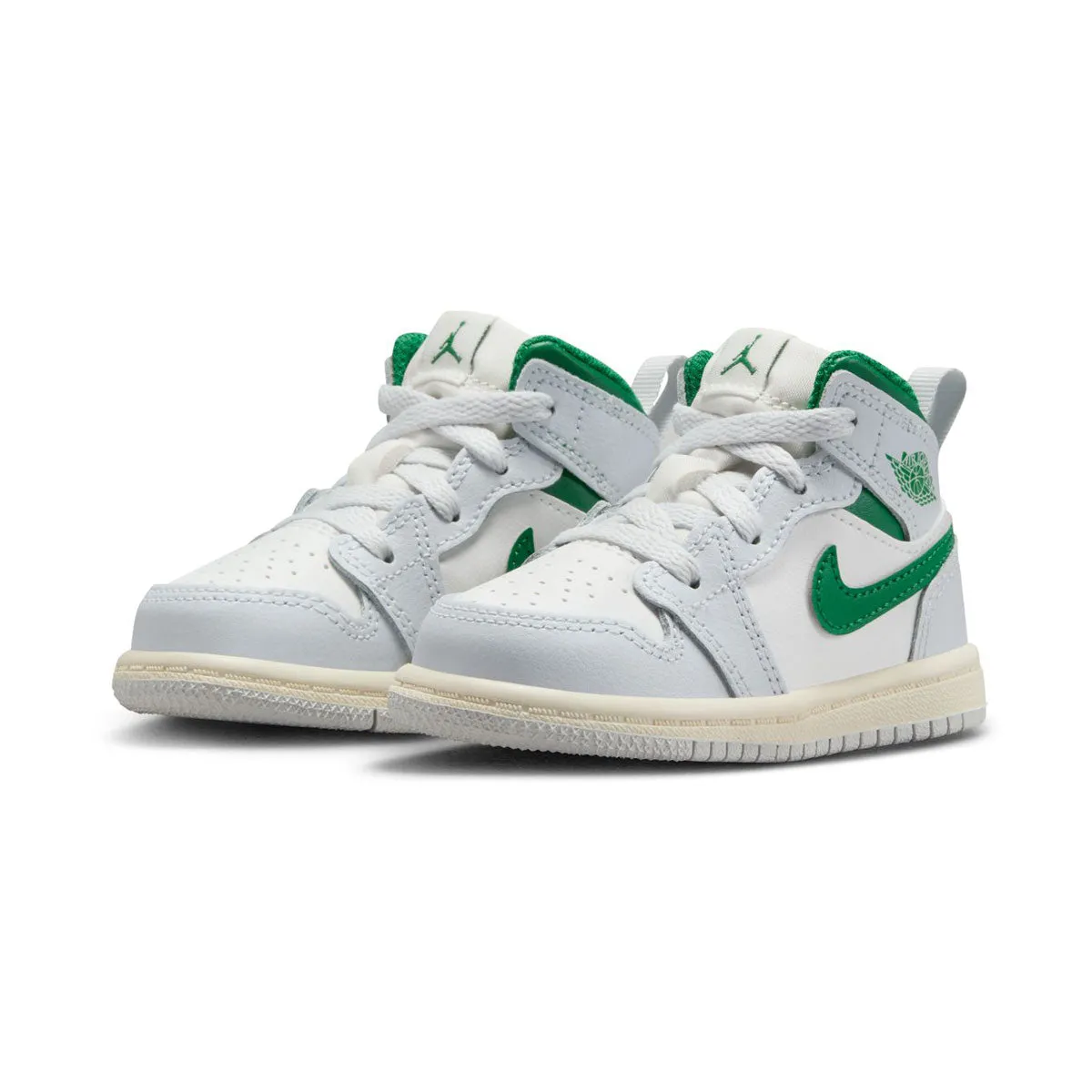 Jordan 1 Mid 'Summit White Pure Platinum Sail Pine Green' Toddler Shoes Anti Sweat Sole Smooth Lining