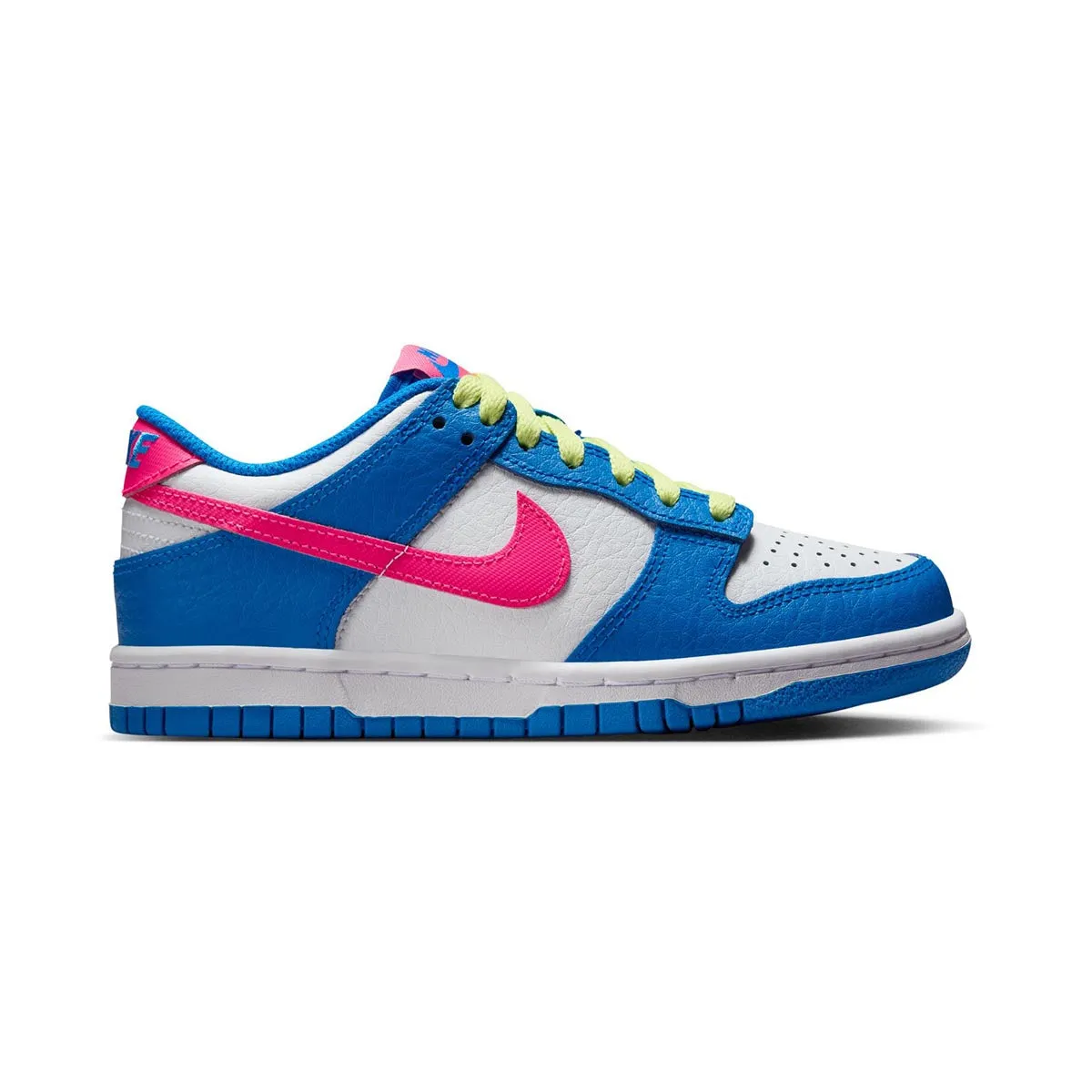 Nike Dunk Low 'Blue White Light Lemon Twist Hyper Pink' Big Kids' Shoes Foam Protection Secure Closure