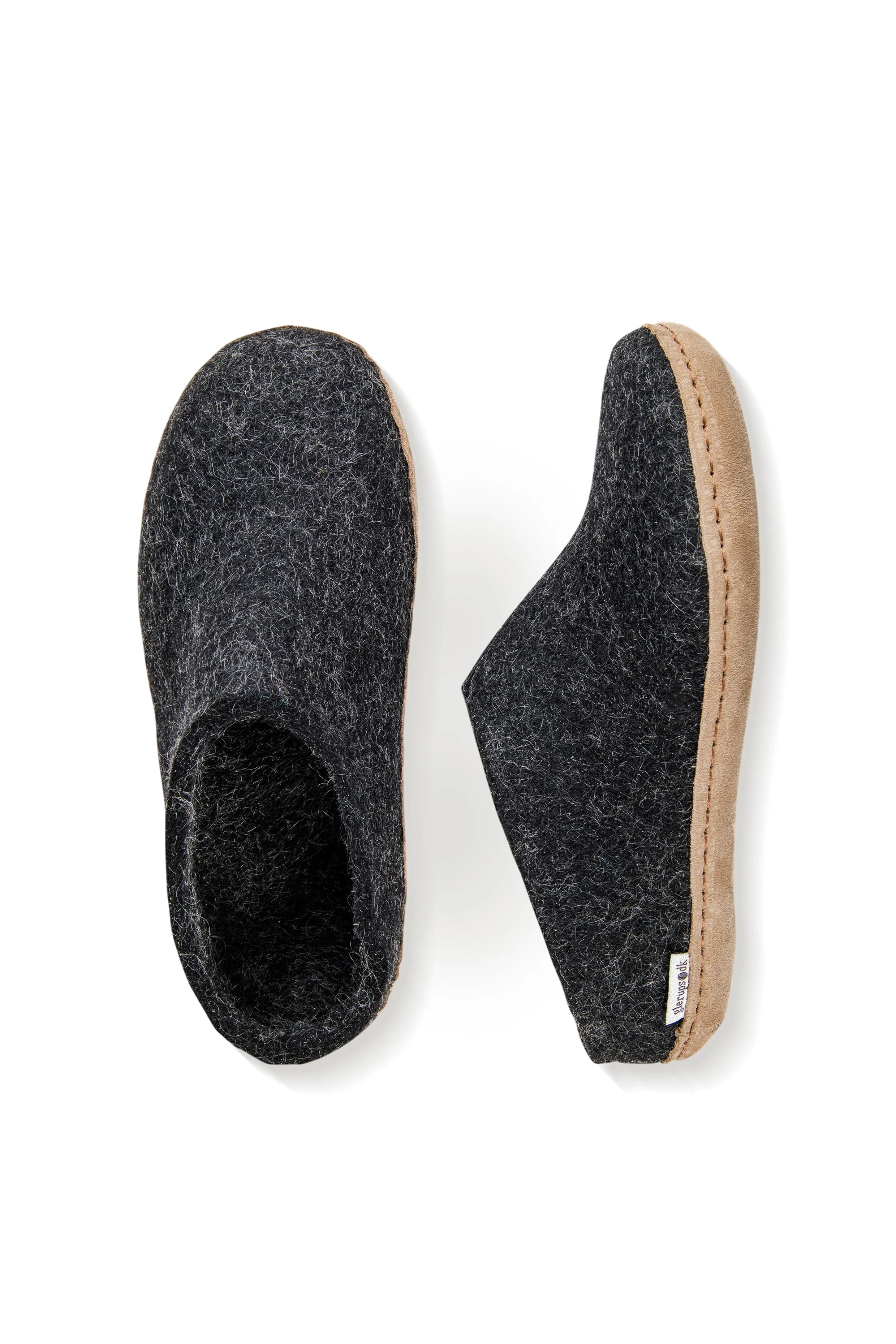 Slip-On Sandals Glerups Slippers: Slip-on, Charcoal, Leather B-02-00