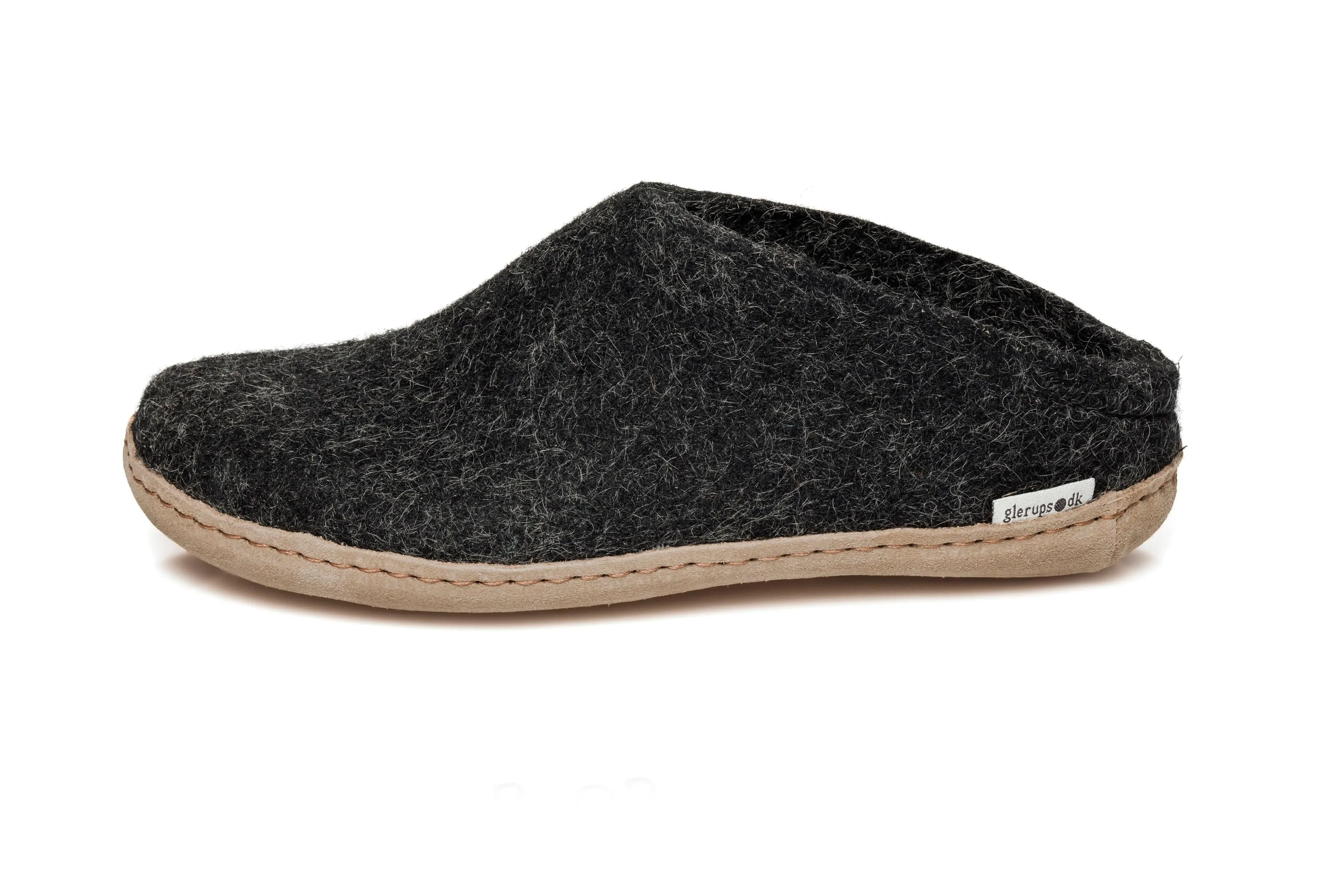 Comfortable Cushion Comfy Shoes Glerups Slippers: Slip-on, Charcoal, Leather B-02-00