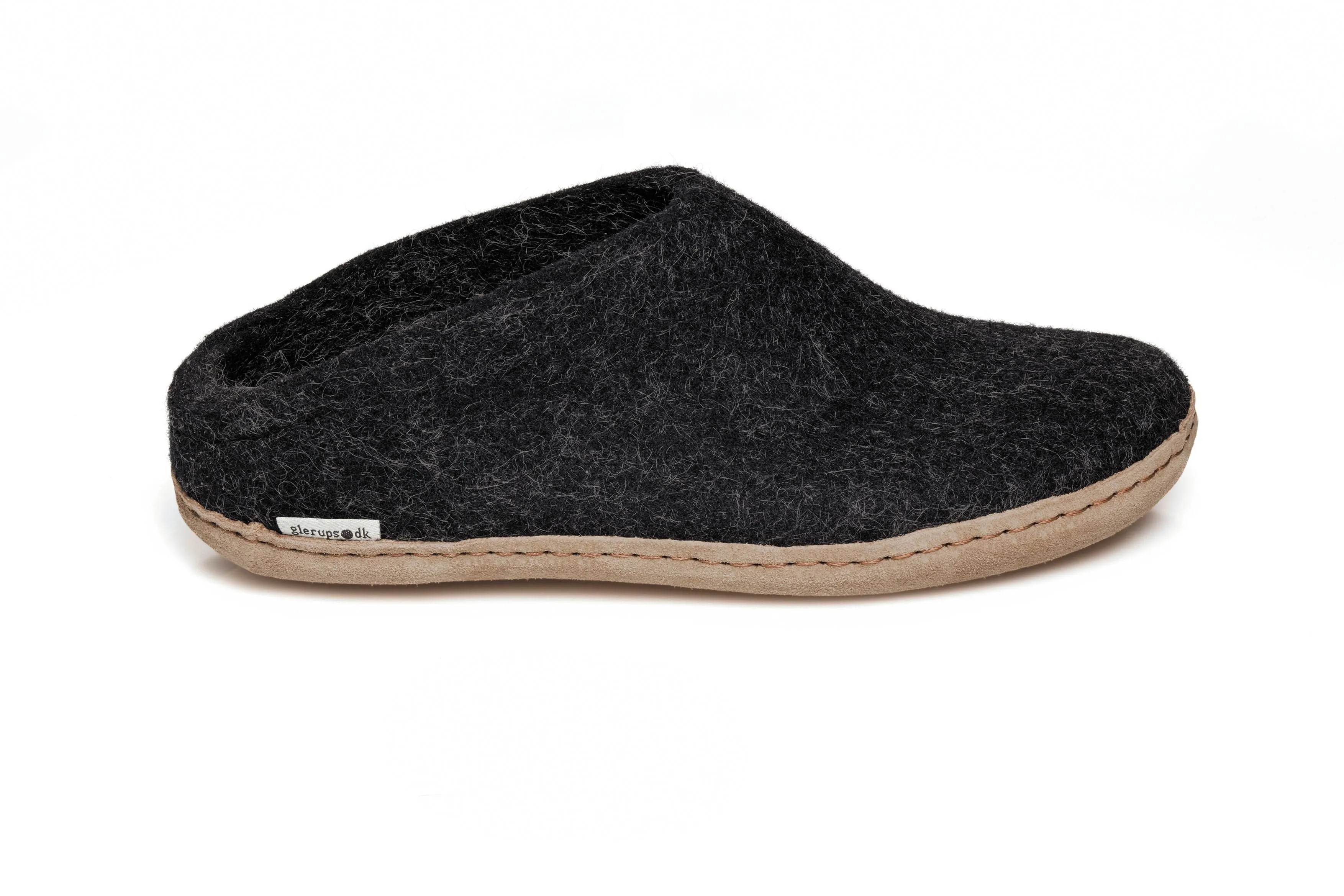 Glerups Slippers: Slip-on, Charcoal, Leather B-02-00 Supportive Innovative Features