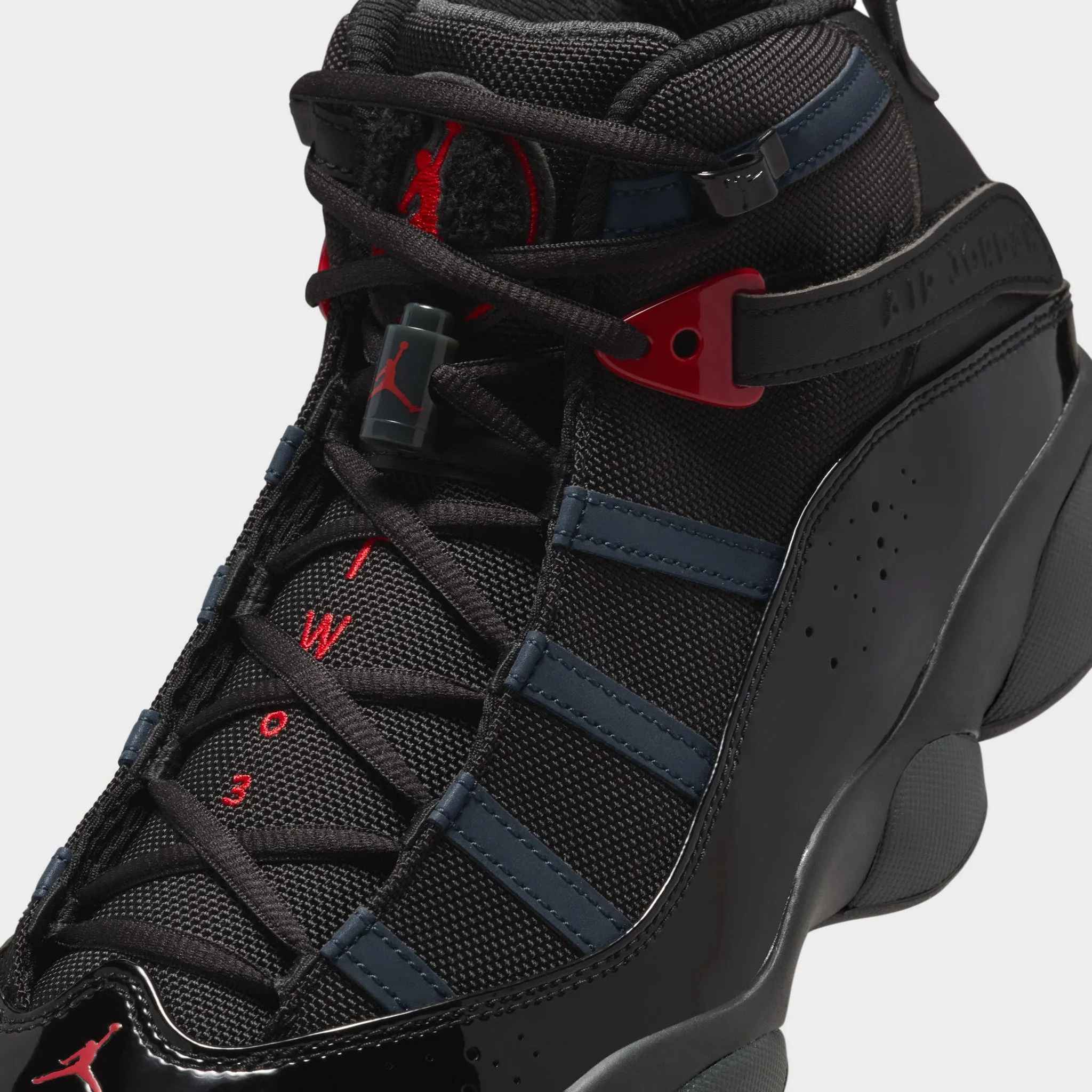 Jordan 6 Rings Black / Fire Red - Anthracite Seamless Toe Box Outdoor Ready