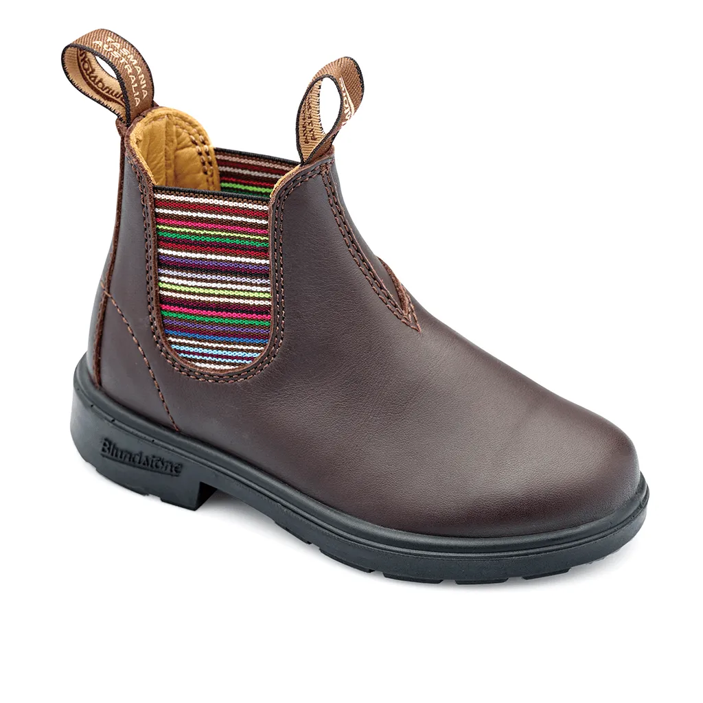 Slip Resistant Adventure Seeker Blundstone 1413 - Kids Striped Brown Elastic - Chelsea