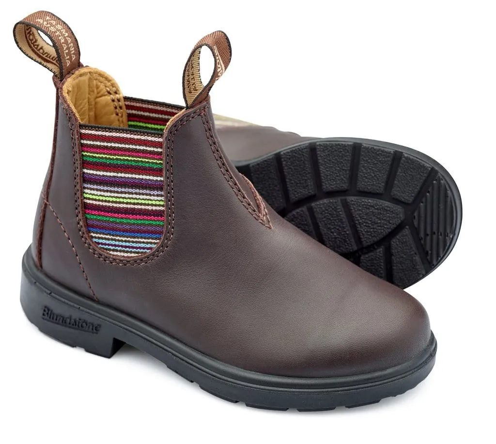Blundstone 1413 - Kids Striped Brown Elastic - Chelsea city commute Heavy Weather