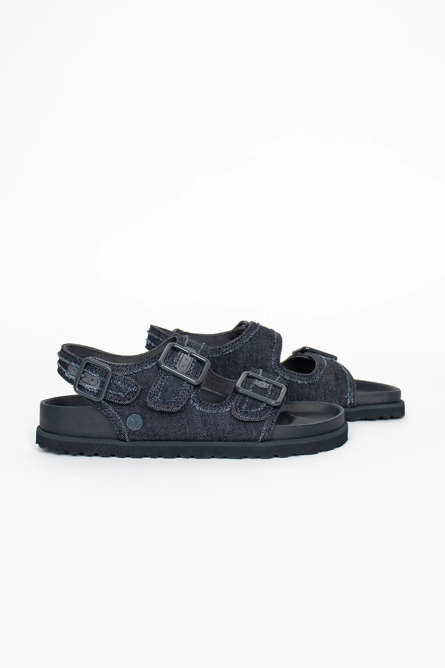 Milano Stone Washed Sandal Dark Washed Denim Rugged Function Stable Support Urban Commute