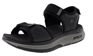 Streamlined Shape Non   Skid Skechers Men's Go Walk Workout Walker Hook & Loop Strap Sandals