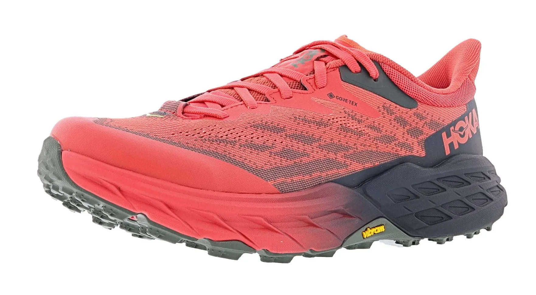 competitive running shoes breathable mesh shoe aspect Hoka Men's Speedgoat 5 GTX Low Trail Running Shoes