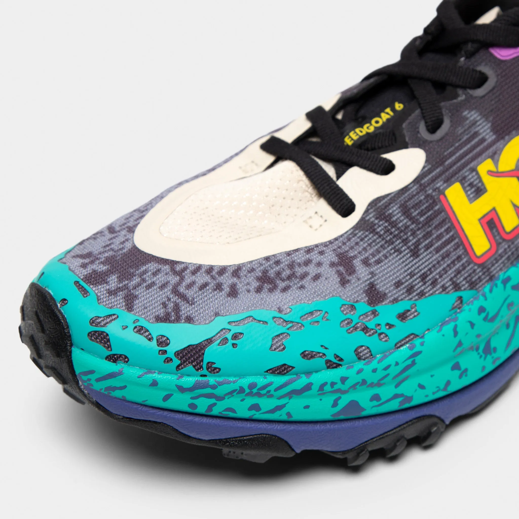 Winter - running windproof - design shoes Hoka Speedgoat 6 Grey / Purple - Yellow