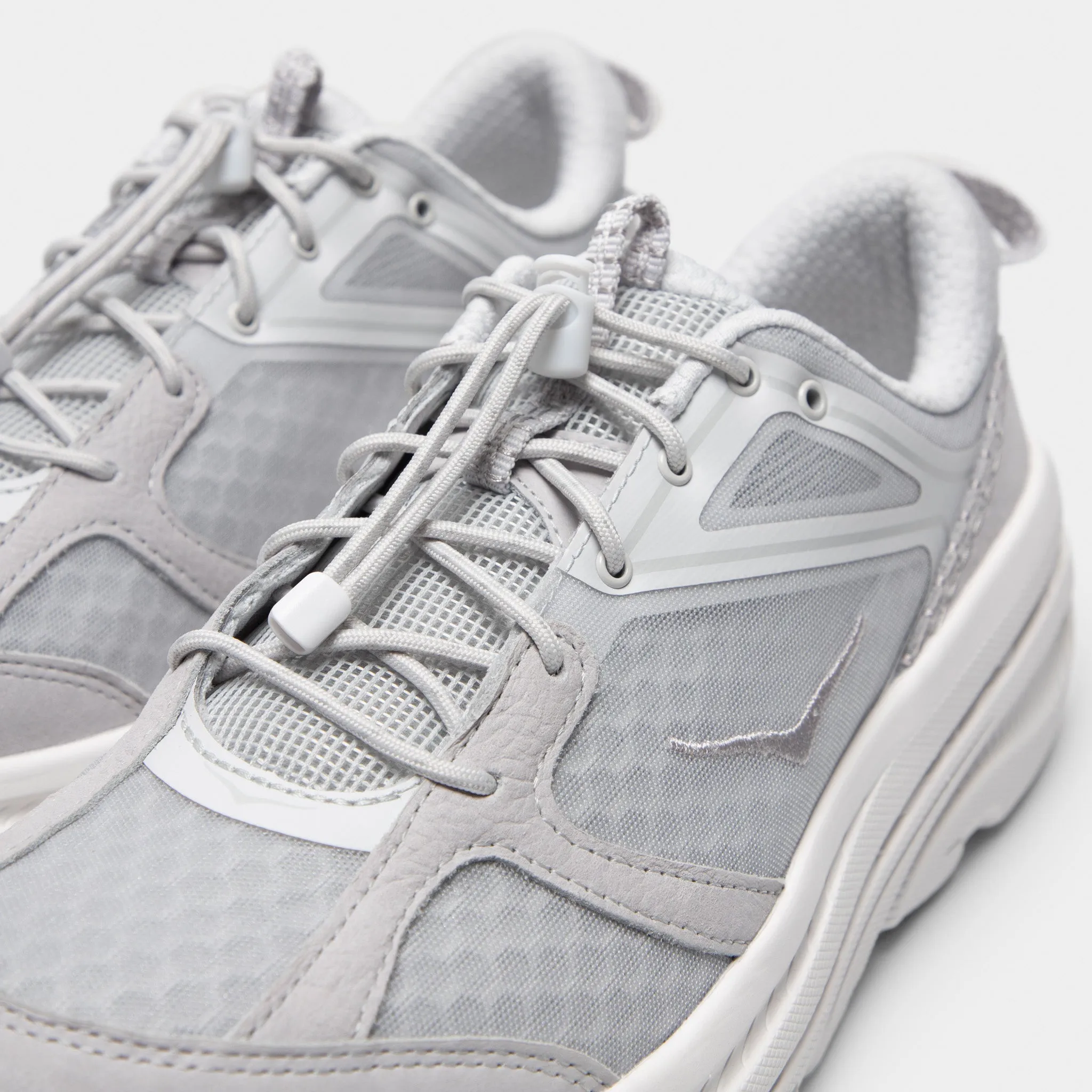 Hoka U Bondi B3LS Cosmic Grey / White maximalist shoe style heel cup