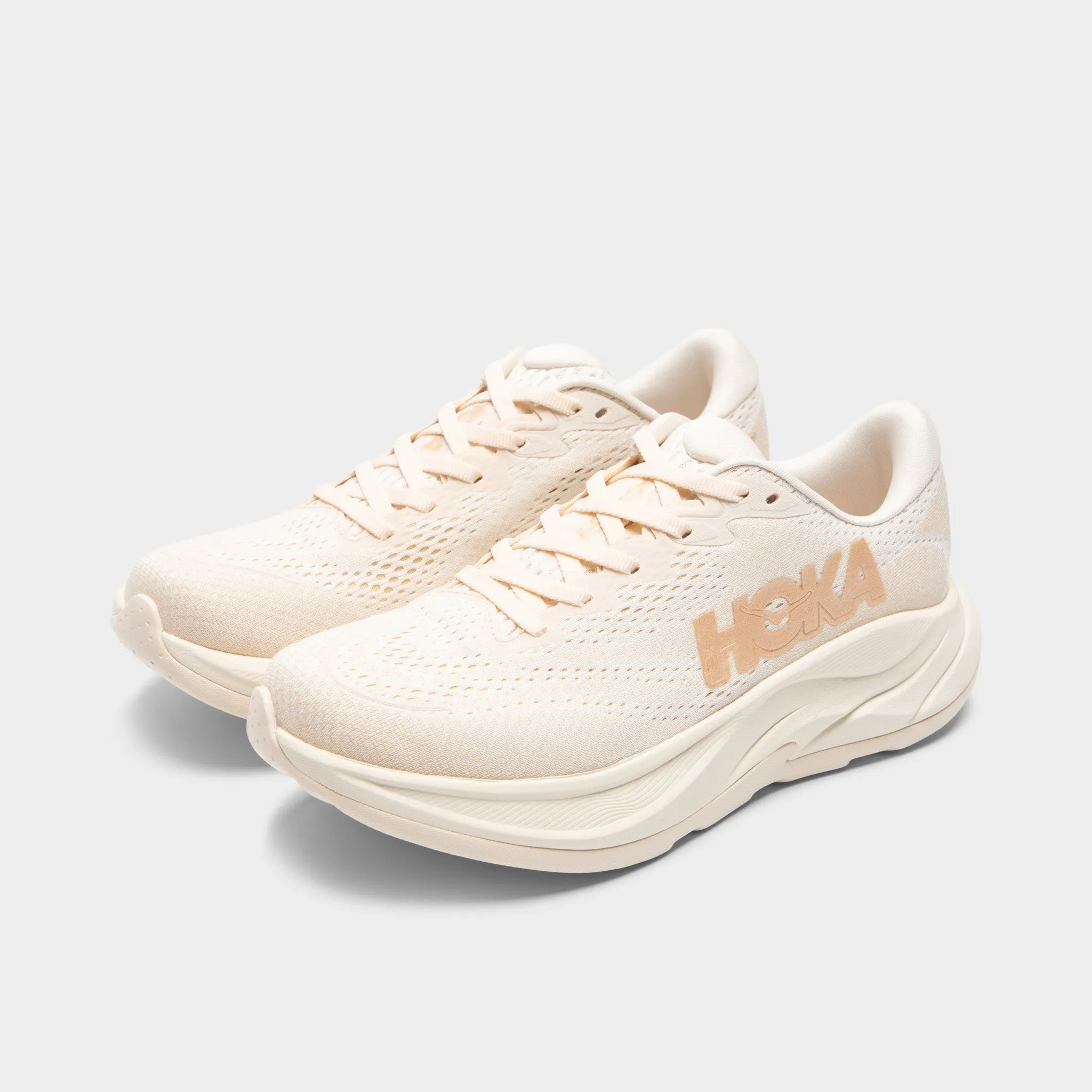 Hoka Women's Rincon 4 Vanilla / Birch running for agility barefoot running simulation