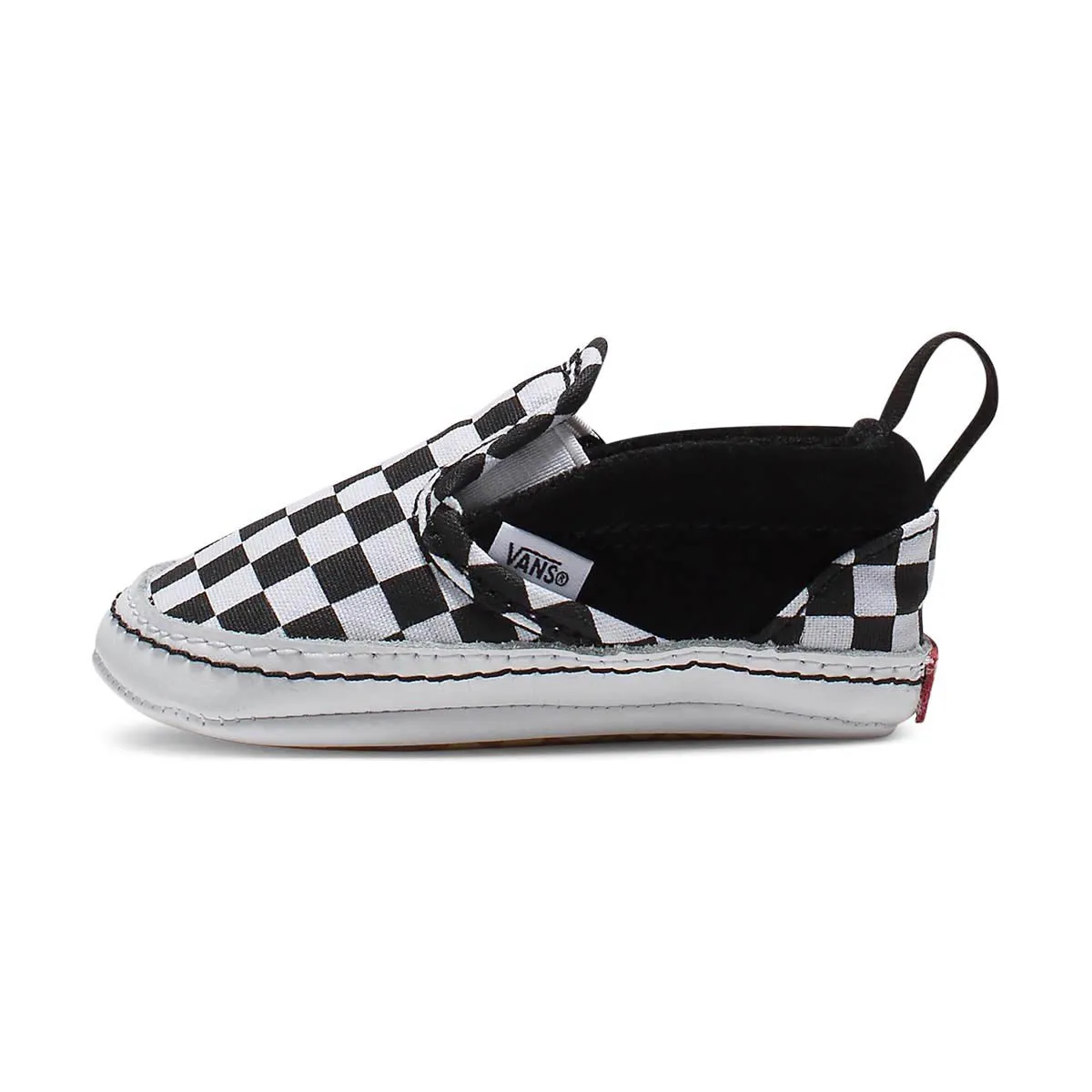 Infant Slip-On V Checkerboard Crib Shoe Firm Heel Base Easy Fasten