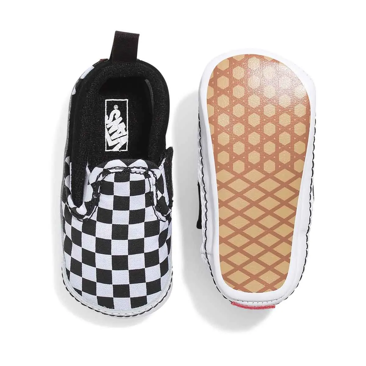 Infant Slip-On V Checkerboard Crib Shoe Lead Step