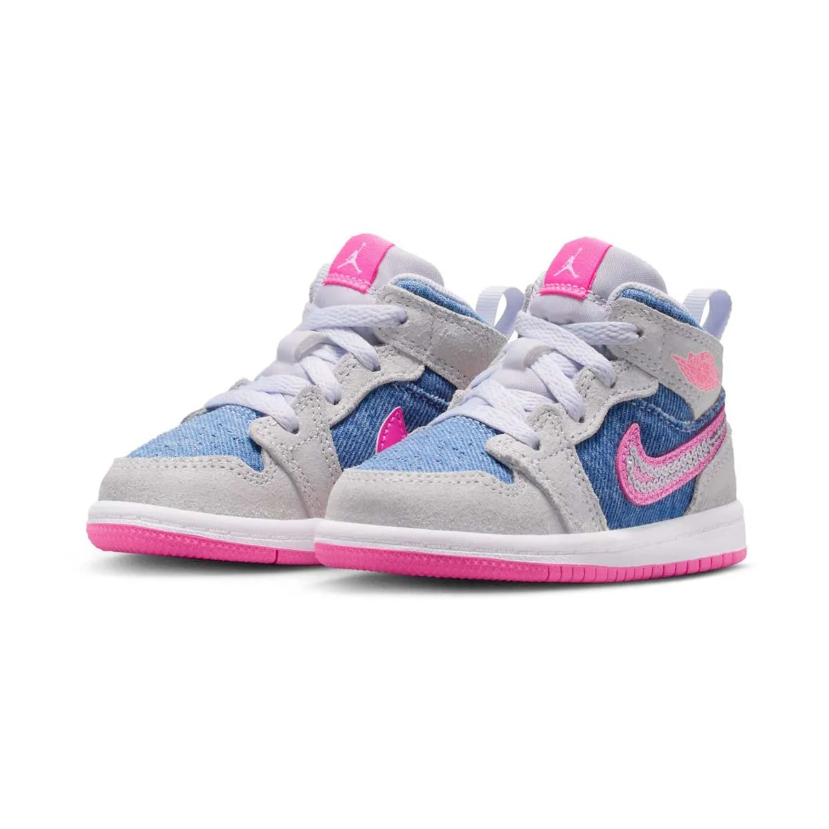 Jordan 1 Mid SE 'Denim Sequin' Baby/Toddler Shoes Smart Footwear All Purpose