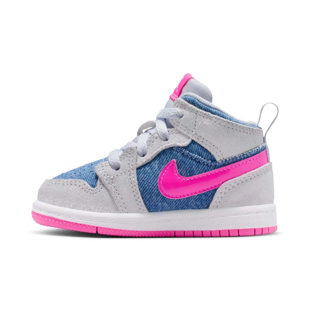 Monochrome Style Modern Vibe Jordan 1 Mid SE 'Denim Sequin' Baby/Toddler Shoes